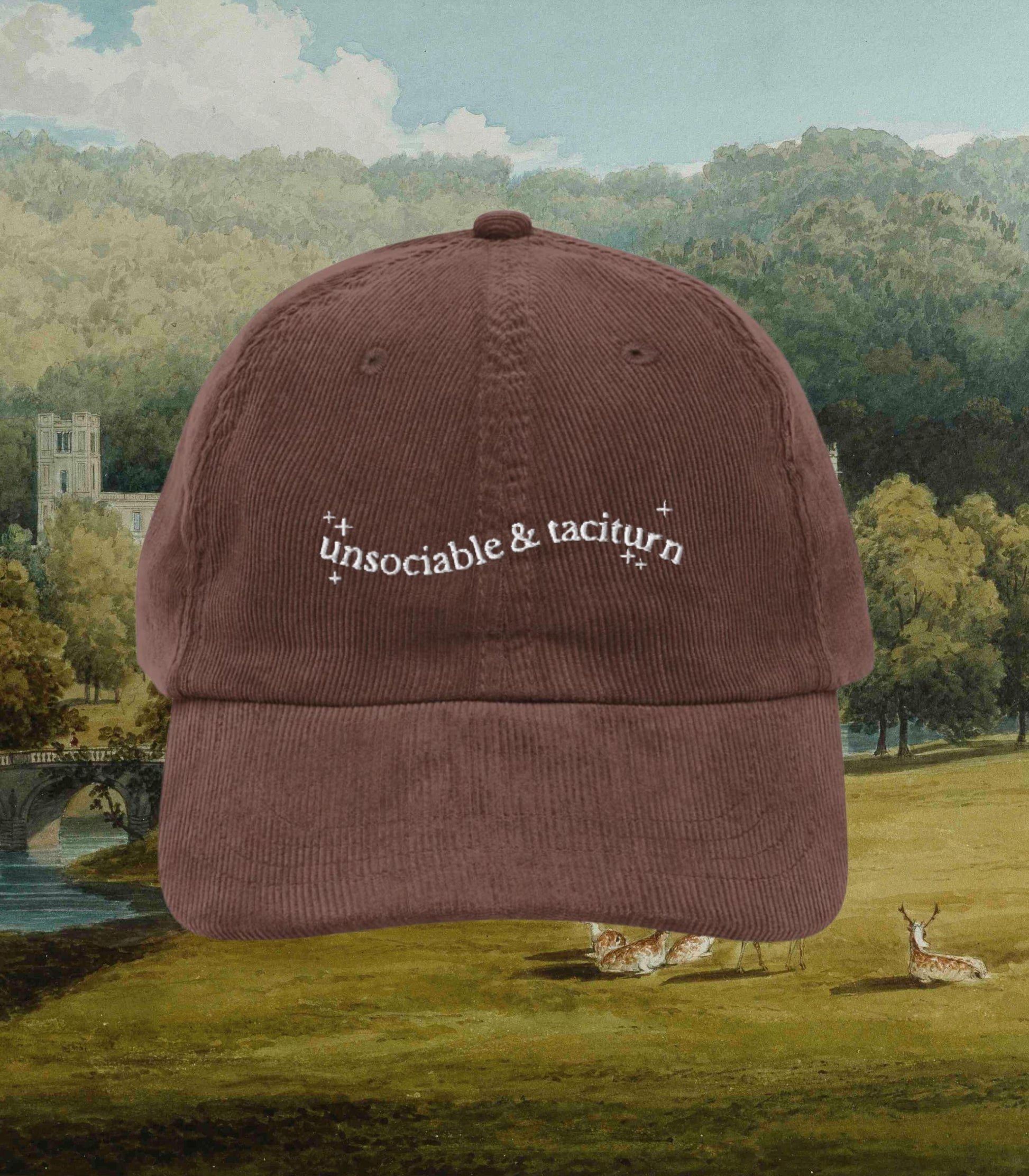 Pride & Prejudice Vintage Embroidered Corduroy Hat * unsociable taciturn pemberley mr darcy 20th Anniversary Bookish Gift Jane Austen Merch