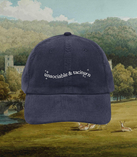 Pride & Prejudice Vintage Embroidered Corduroy Hat * unsociable taciturn pemberley mr darcy 20th Anniversary Bookish Gift Jane Austen Merch