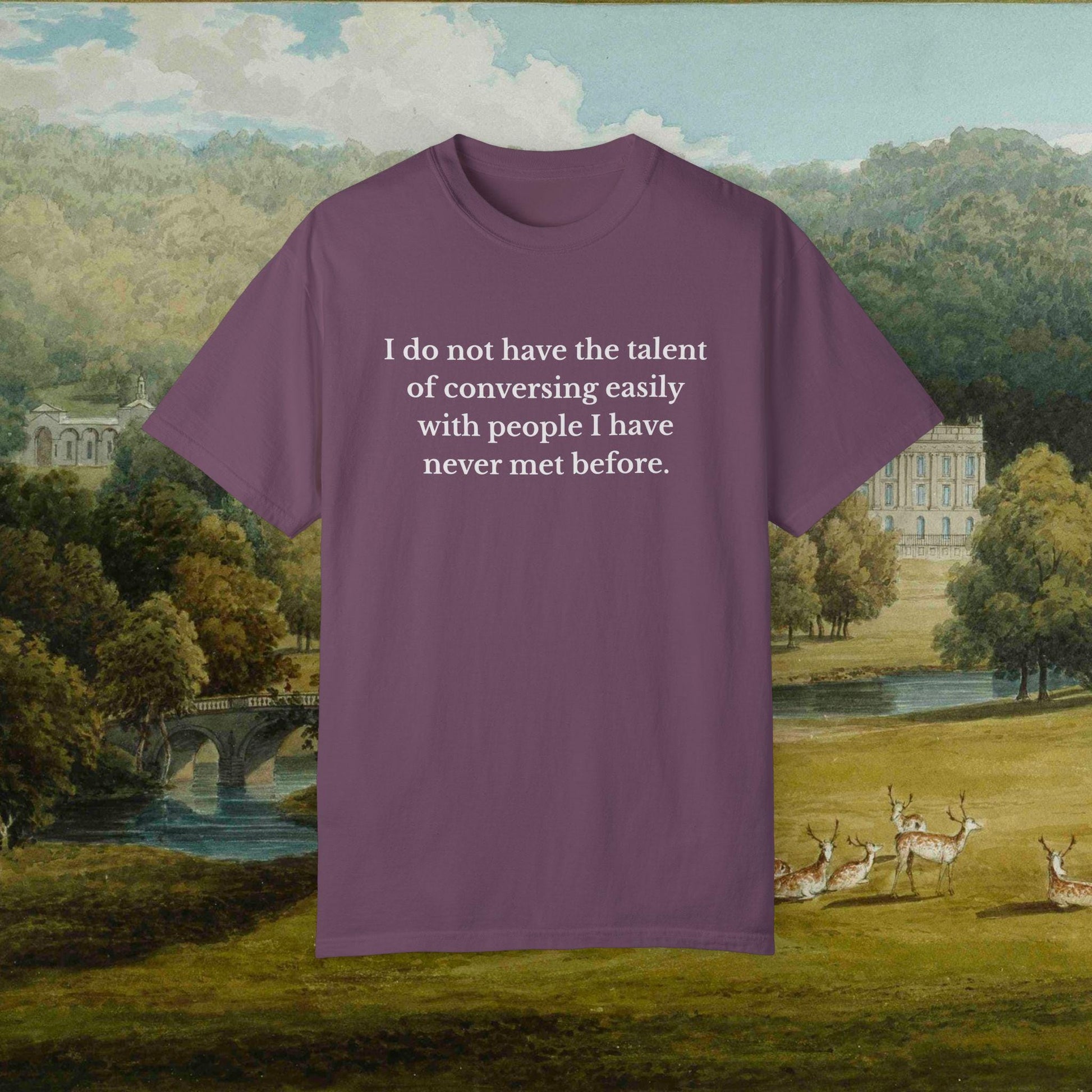 Pride & Prejudice Funny Introverted Cotton Colors Tee * Jane Austen 20th anniversary Merch Fandom Bookish Gift Pemberley Mr Darcy Hand Flex