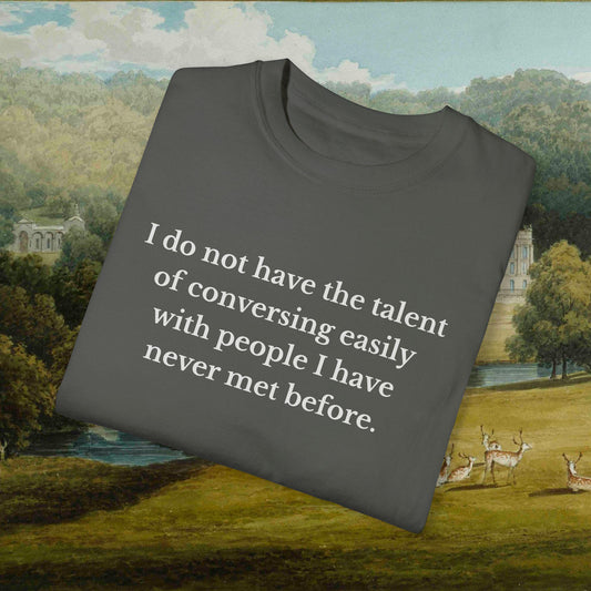 Pride & Prejudice Funny Introverted Cotton Colors Tee * Jane Austen 20th anniversary Merch Fandom Bookish Gift Pemberley Mr Darcy Hand Flex