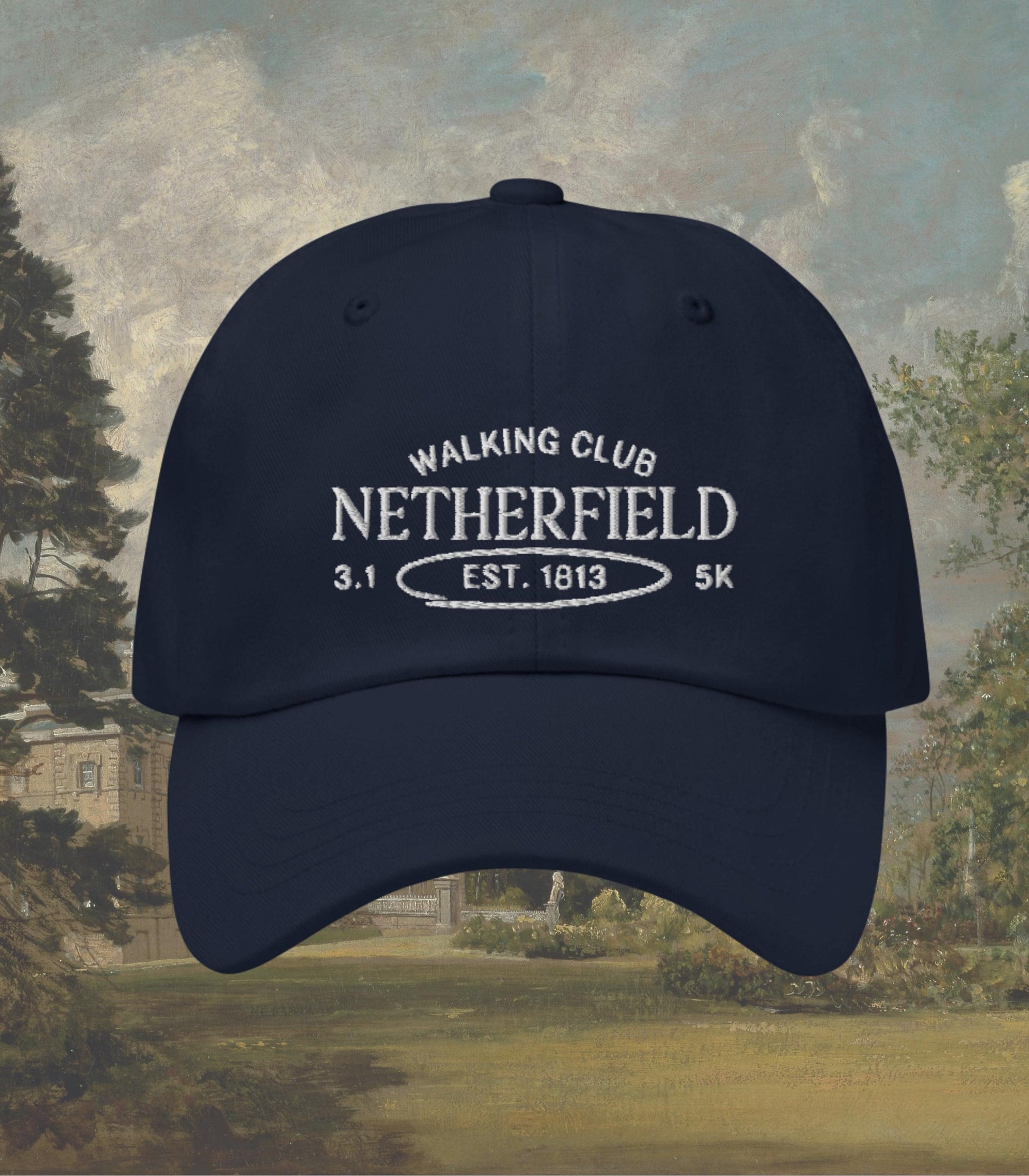Pride & Prejudice Netherfield Walking Club Vintage Navy Embroidered Dad Hat * pemberley mr darcy * Literature Bookish Gift Jane Austen Merch