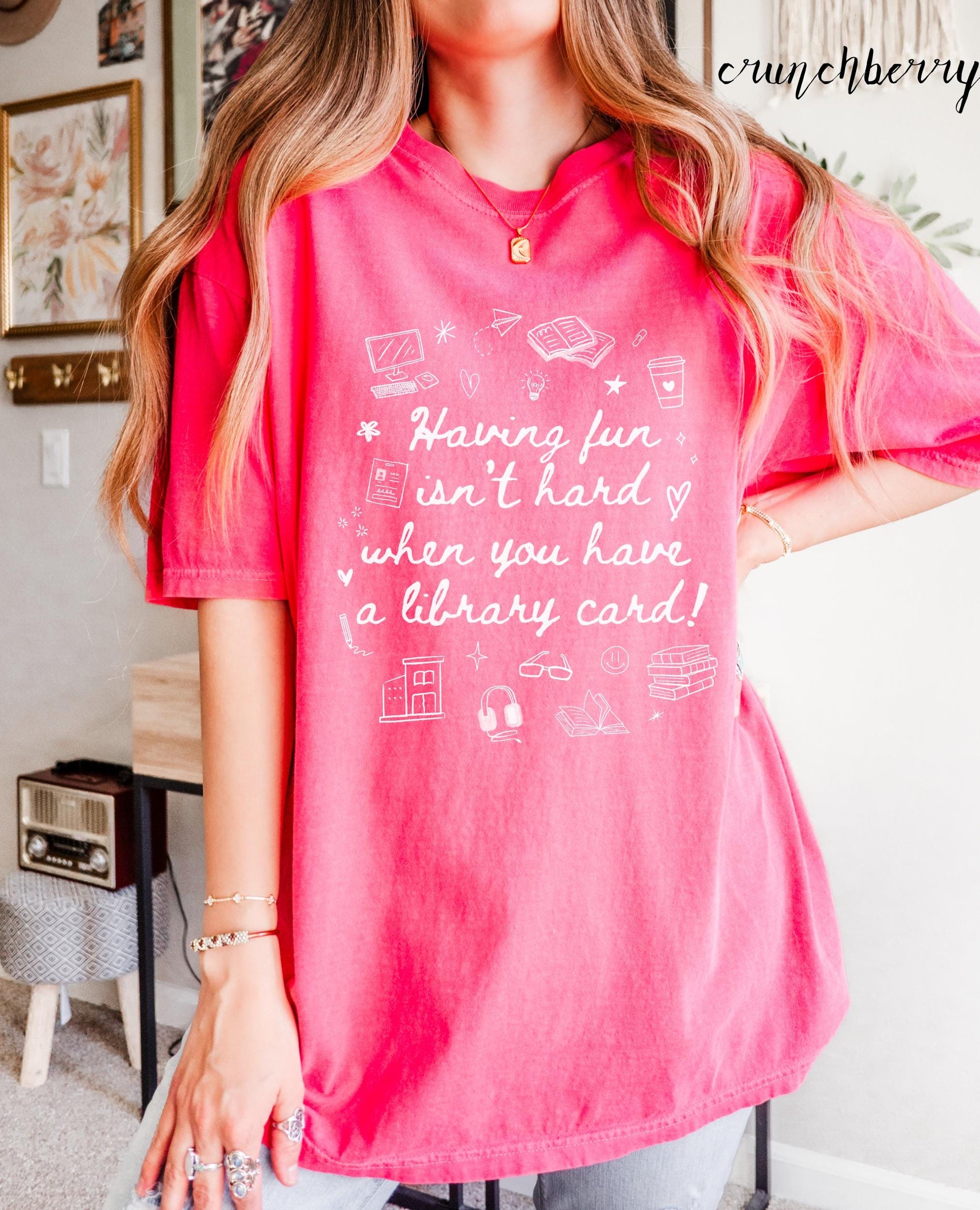 Having Fun Isn't Hard When You Have a Library Card * Retro 90s Doodle Nostalgia Librarian Teacher Gift * Arthur Friends Bookworm Book Club
