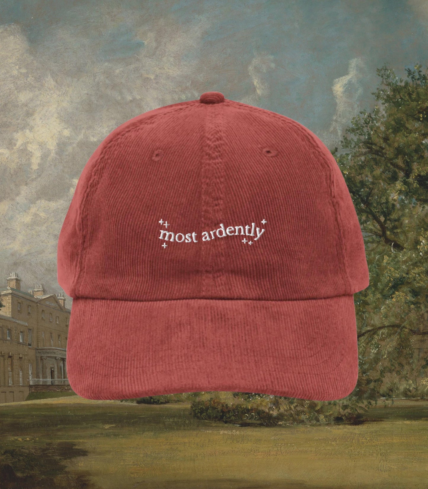 Pride & Prejudice Most Ardently Embroidered Corduroy Dad Hat * Pemberley Mr Darcy Hand Flex Regency Romance Bookish Gift Jane Austen Merch