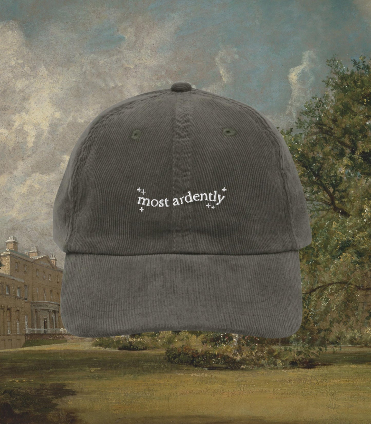 Pride & Prejudice Most Ardently Embroidered Corduroy Dad Hat * Pemberley Mr Darcy Hand Flex Regency Romance Bookish Gift Jane Austen Merch