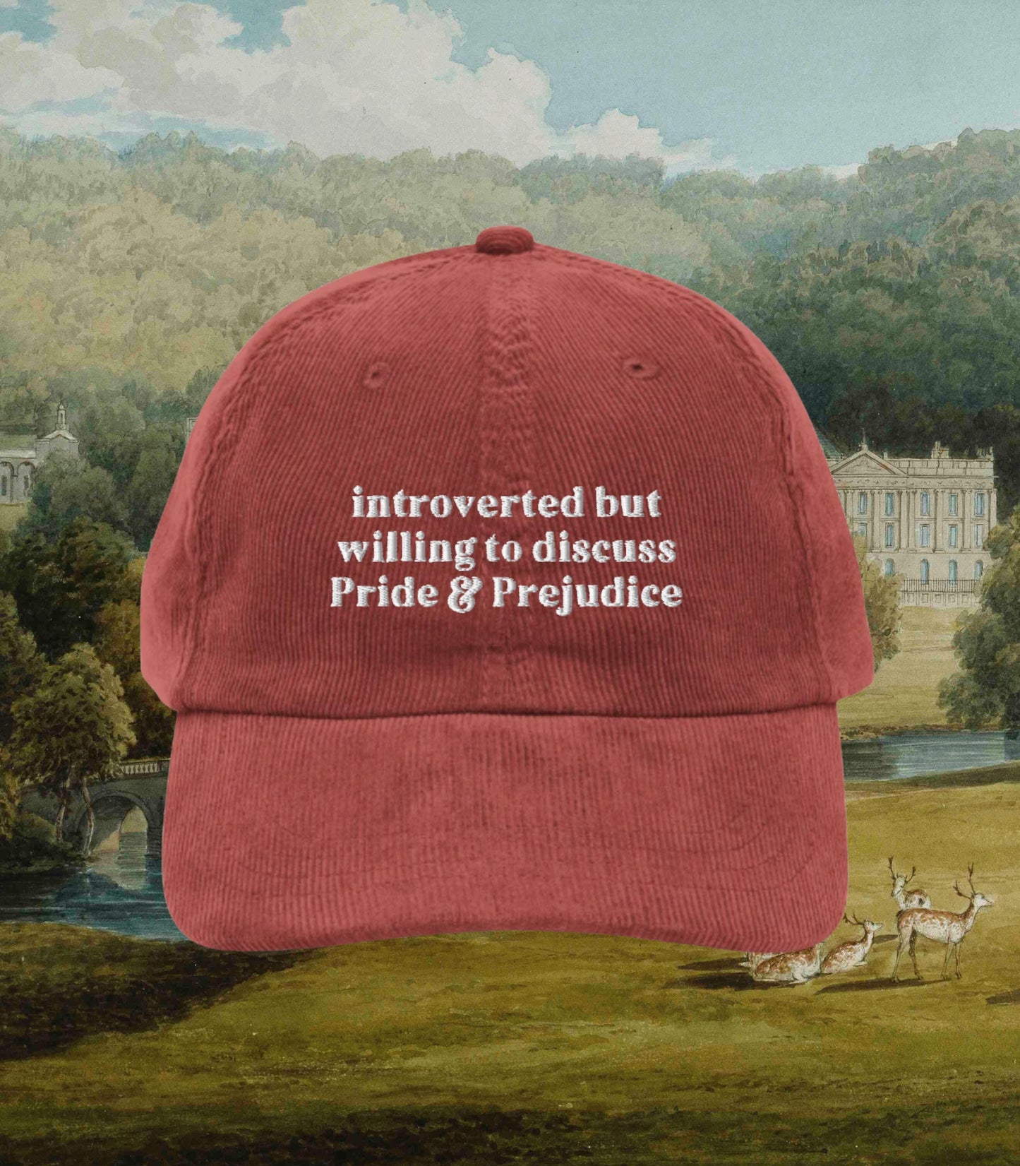 Pride & Prejudice Introverted but Willing to Discuss * Funny Embroidered Corduroy Hat * Jane Austen Darcy Merch Fandom Bookish Gift