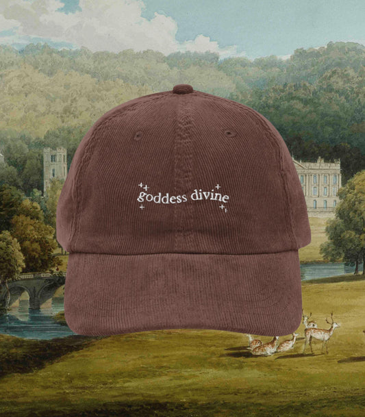Pride & Prejudice Goddess Divine Regency Romance Embroidered Corduroy Baseball Hat * Darcy 20th anniversary Jane Austen Merch Gift Idea