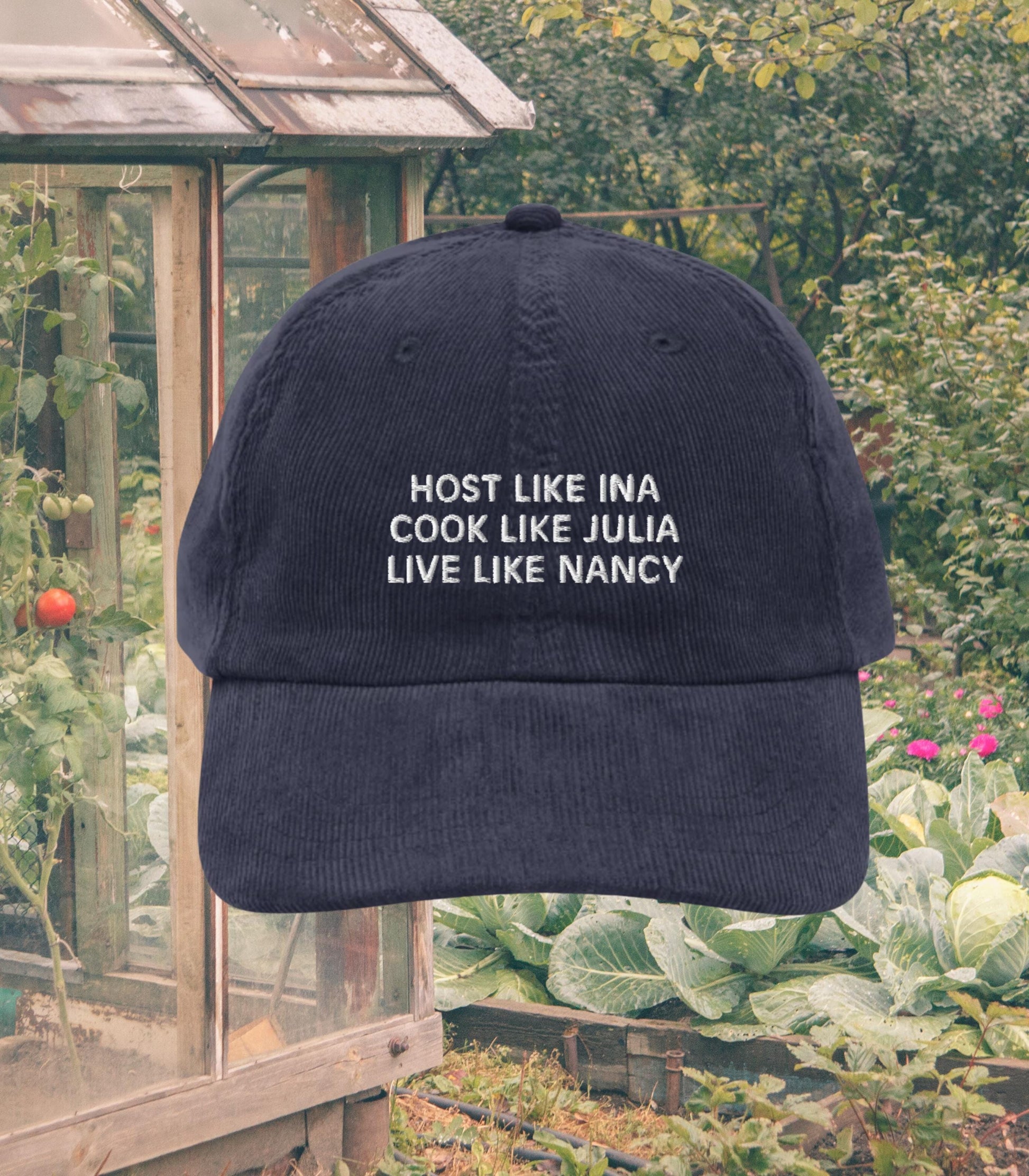 Host Like Ina Cook Like Julia Live Like Nancy Vintage corduroy dad hat * mother's day foodie hostess gift idea coastal grandmother aesthetic