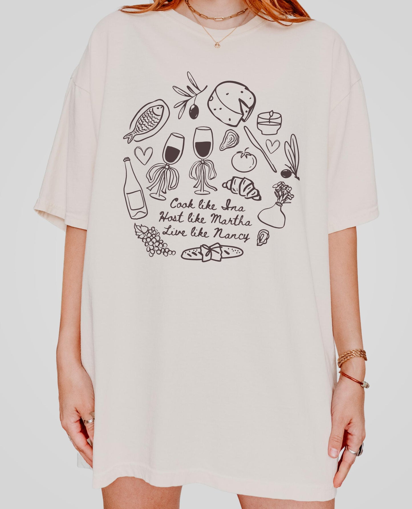 Cook Like Ina Host Like Martha Live Like Nancy Trendy Doodle Comfort Colors Tee * Mother's Day Foodie Gift Coastal Grandmother Aesthetic
