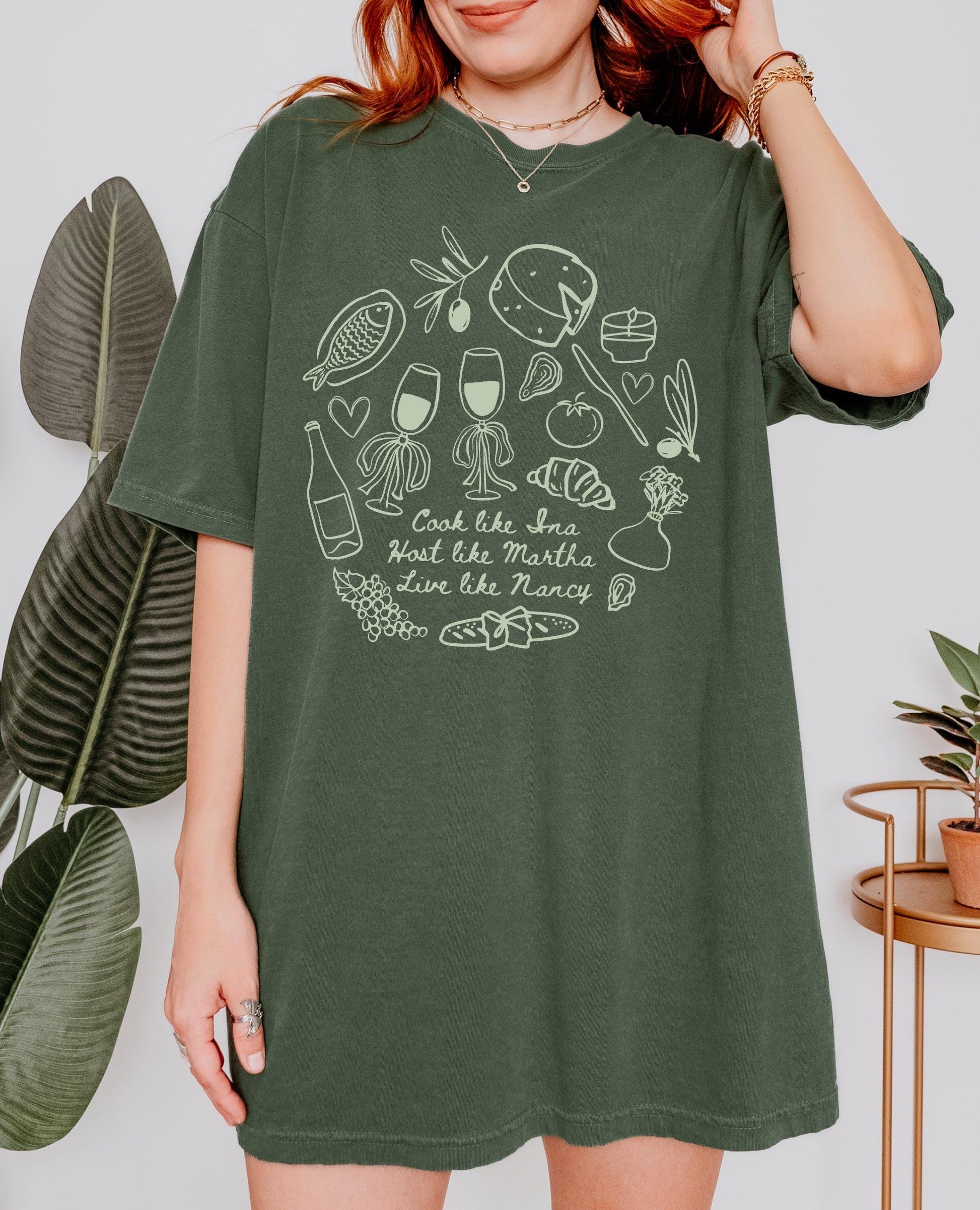 Cook Like Ina Host Like Martha Live Like Nancy Trendy Doodle Comfort Colors Tee * Mother's Day Foodie Gift Coastal Grandmother Aesthetic