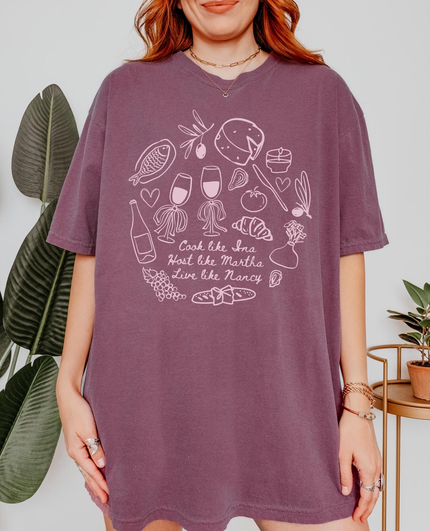 Cook Like Ina Host Like Martha Live Like Nancy Trendy Doodle Comfort Colors Tee * Mother's Day Foodie Gift Coastal Grandmother Aesthetic