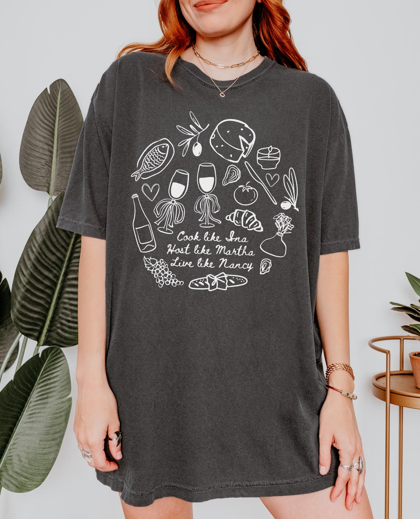 Cook Like Ina Host Like Martha Live Like Nancy Trendy Doodle Comfort Colors Tee * Mother's Day Foodie Gift Coastal Grandmother Aesthetic