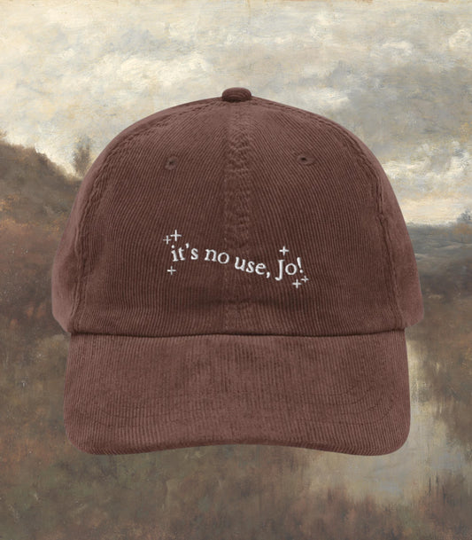 Little Women It's No Use Jo Corduroy Embroidered Hat * Orchard House Cottagecore March Sisters Meg Beth Amy Laurie Fandom Merch Bookish Gift
