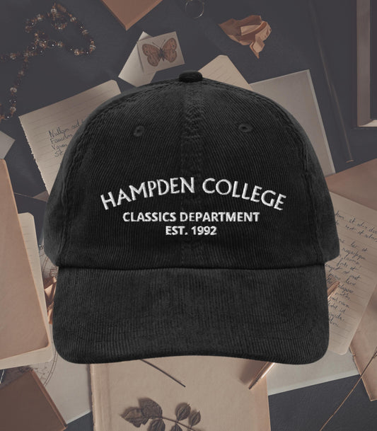 The Secret History Hampden College Classics Embroidered Corduroy Hat * Dark Academia Aesthetic Subtle Bookish Gift Greek Beauty is Terror