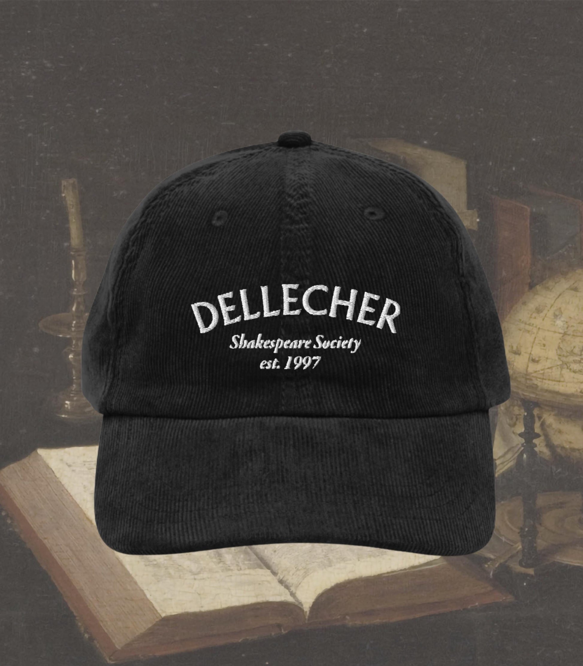 Dellecher Shakespeare Society Villains Embroidered Corduroy Hat * Dark Academia Aesthetic Subtle Bookish Gift Classic Lit Drama Theater