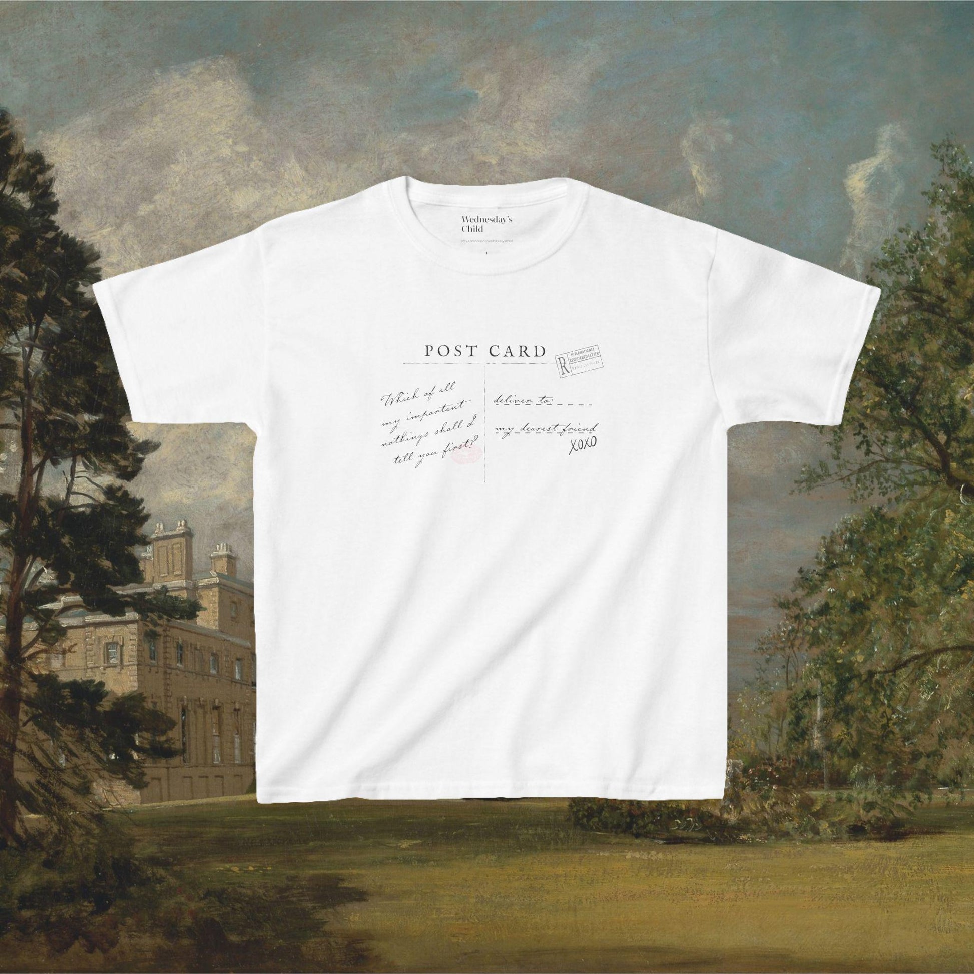 Jane Austen Postcard Coquette y2k Cotton Baby Tee * Pride & Prejudice 20th anniversary Merch * Fandom Bookish Gift Most Ardently Hand Flex