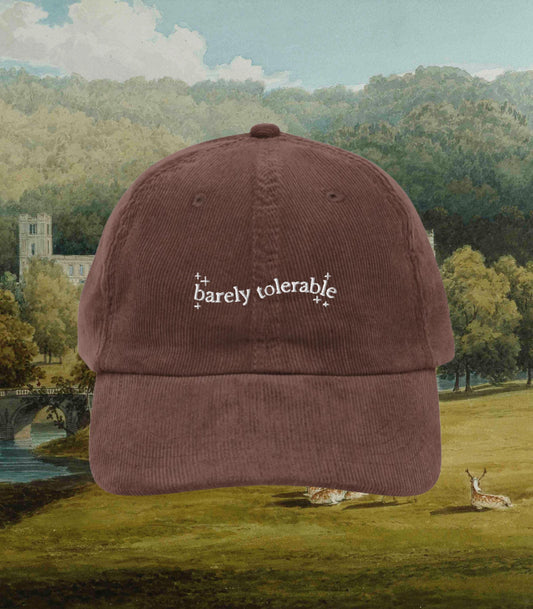 Pride & Prejudice Barely Tolerable Embroidered Corduroy Dad Hat * Pemberley Mr Darcy Aesthetic Bookish Gift Jane Austen Merch Librariancore