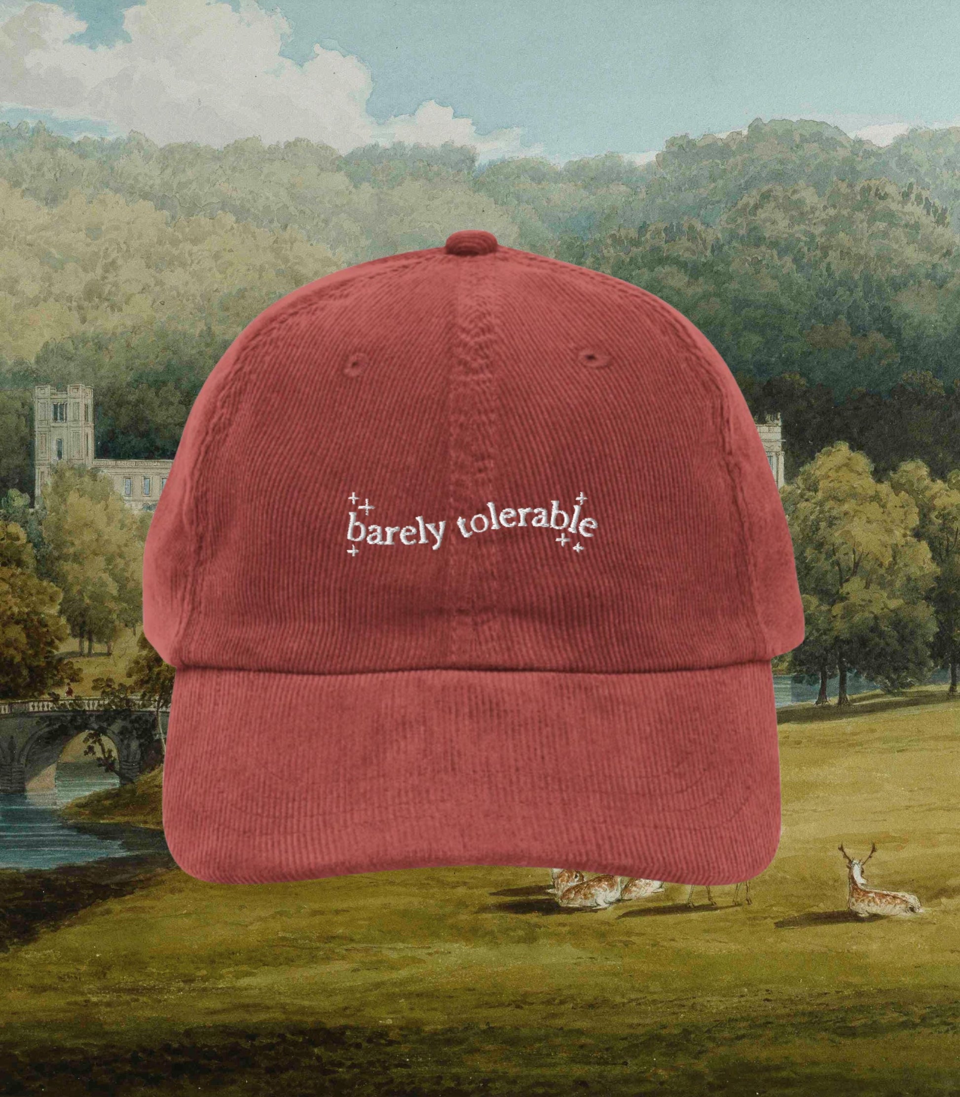 Pride & Prejudice Barely Tolerable Embroidered Corduroy Dad Hat * Pemberley Mr Darcy Aesthetic Bookish Gift Jane Austen Merch Librariancore