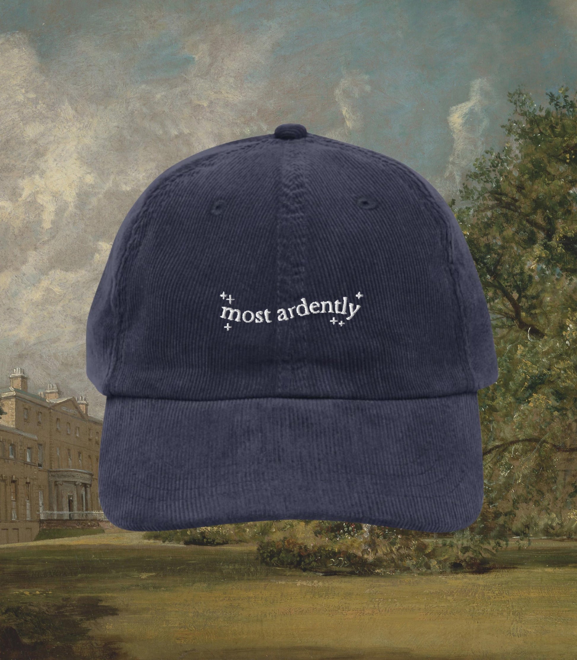 Pride & Prejudice Most Ardently Embroidered Corduroy Dad Hat * Pemberley Mr Darcy Hand Flex Regency Romance Bookish Gift Jane Austen Merch