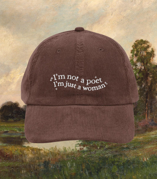 Little Women Embroidered Corduroy Dad Hat I'm not a Poet Just a Woman Orchard House March Sisters Meg Jo Beth Amy Cottagecore Light Academia