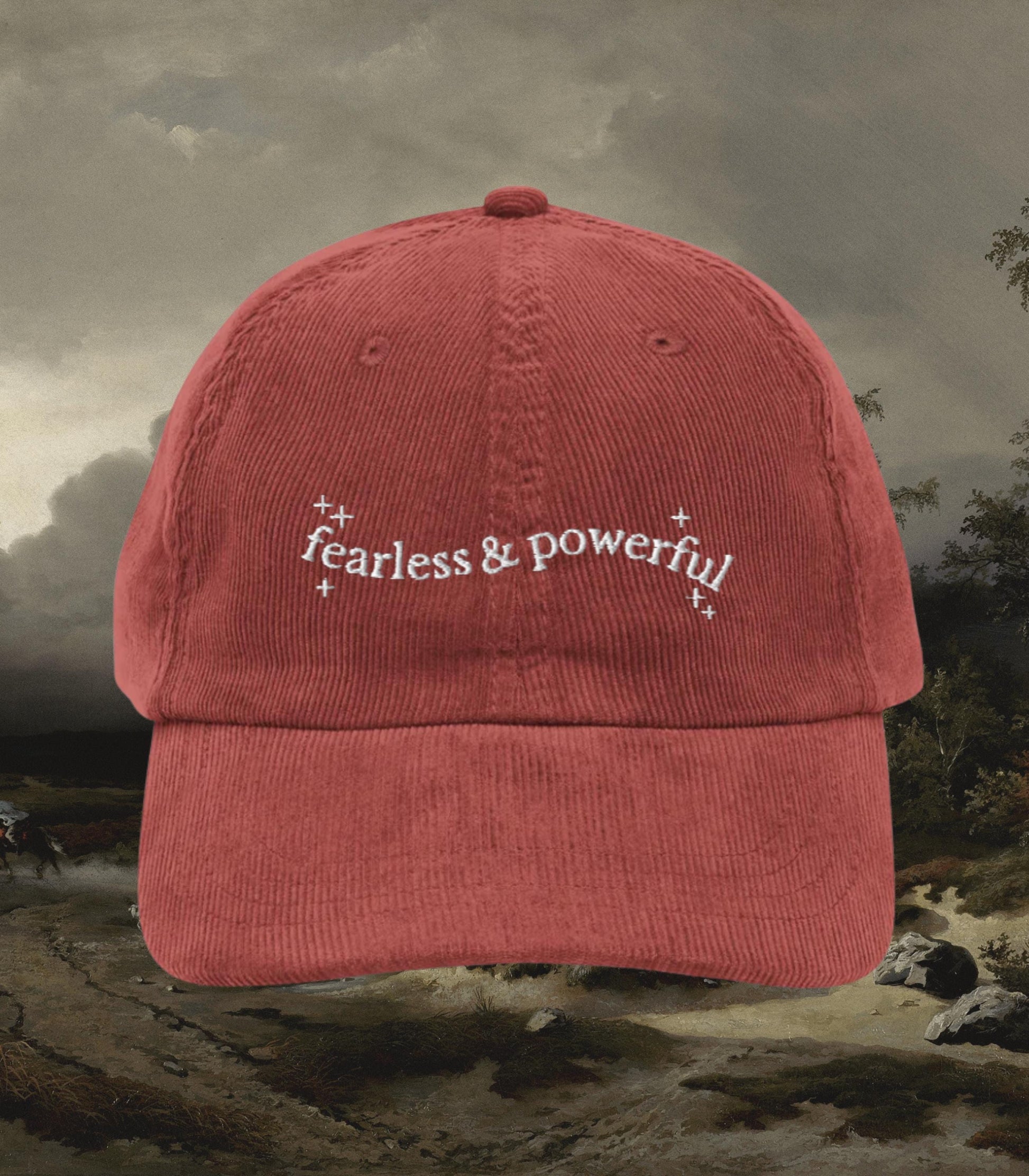 Frankenstein Fearless & Powerful Corduroy Embroidered Baseball Hat * Bookish Gothic Literature Mary Shelley Goth Horror Movie Lover Gift