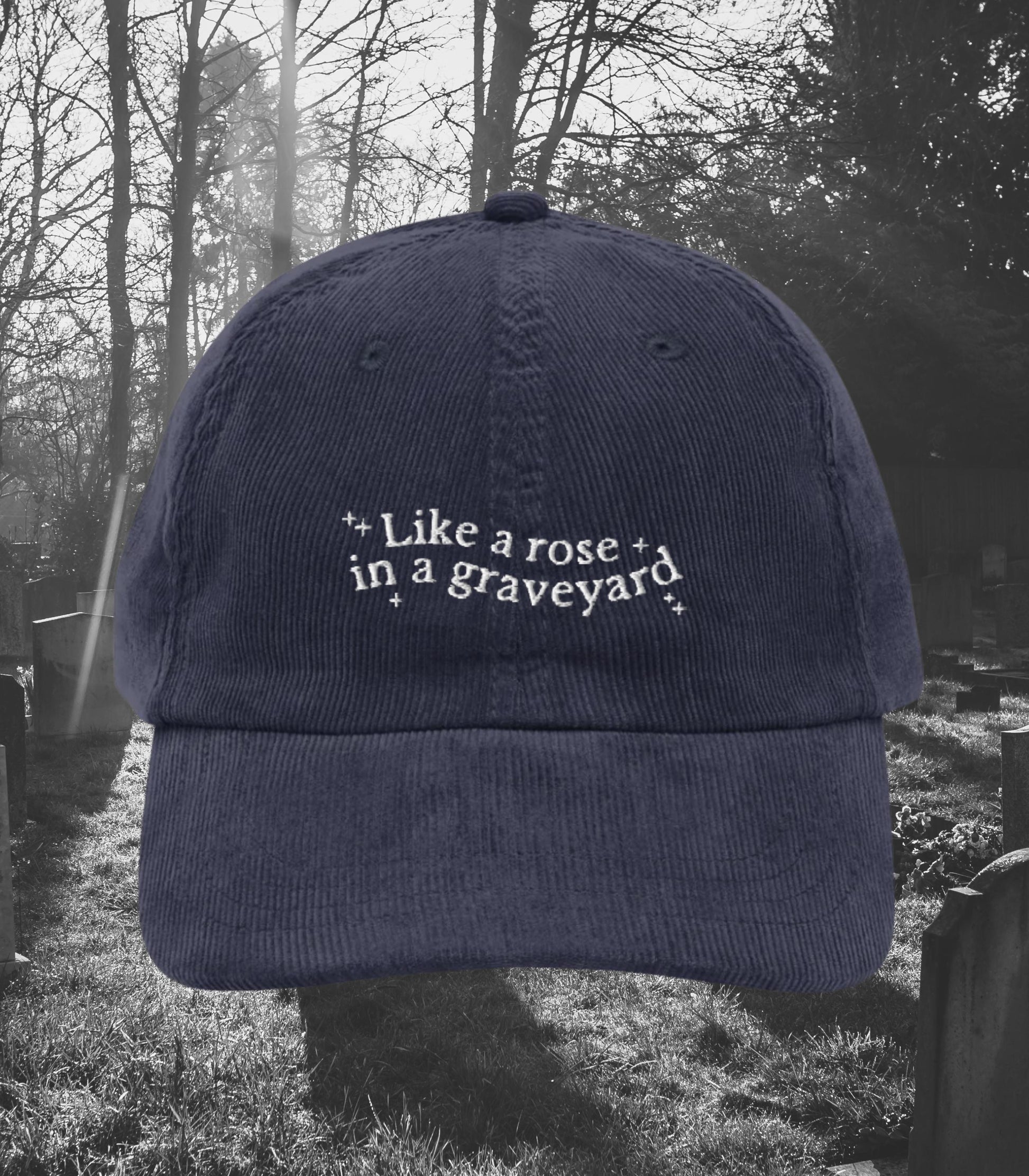 Dramione Like a Rose in a Graveyard Embroidered Corduroy Dad Hat * High Reeve Manacled Marauders Dark Romance Reader Bookish Gift