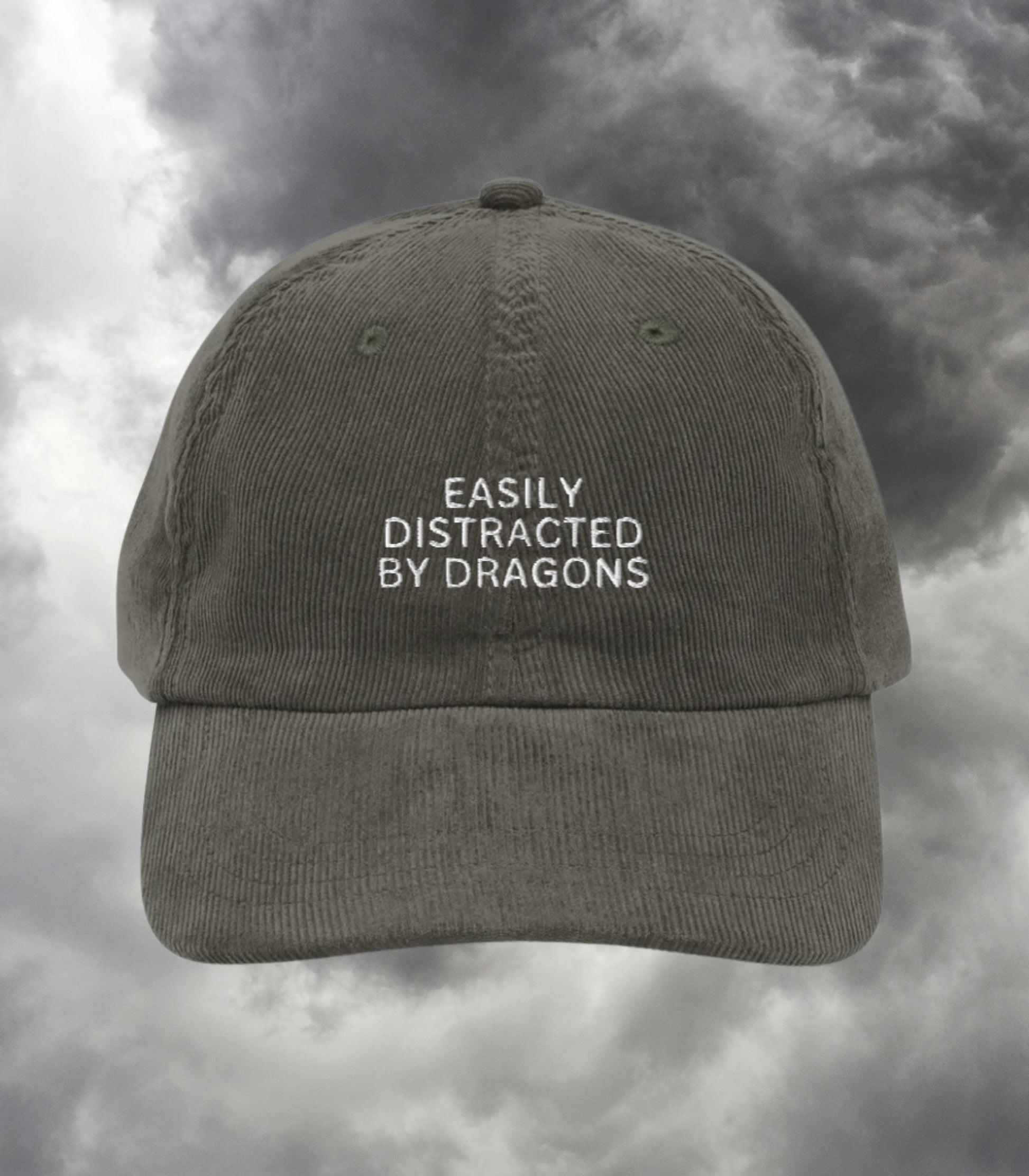 Easily Distracted by Dragons Funny Bookish Embroidered Corduroy Dad Hat * Fourth Wing Wingleader Xaden Violet Violent Little Thing Merch