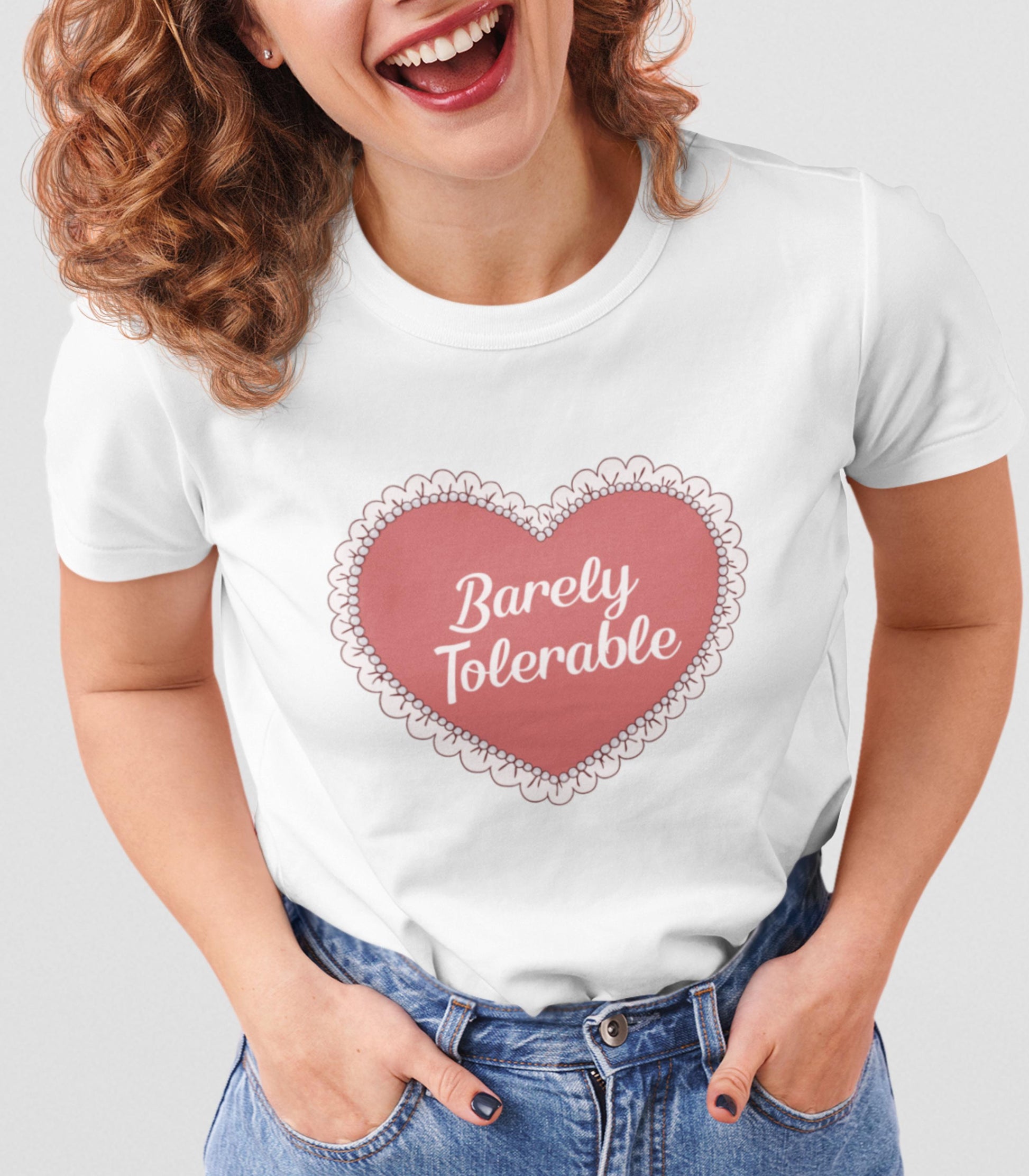 Pride & Prejudice Barely Tolerable Lace Heart Doily Y2K Baby Tee 20th Anniversary Mr Darcy Pemberley Jane Austen Movie Book Lover Gift Idea