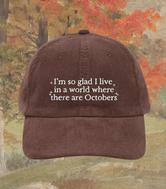 Anne of Green Gables Embroidered Corduroy Hat * World Where There Are Octobers * Anne with an E Fall I am an Autumn Aesthetic Cottagecore