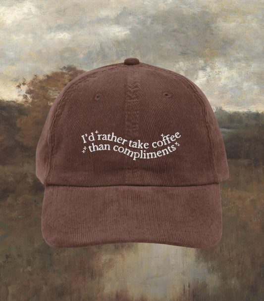 Little Women Embroidered Corduroy Dad Hat Coffee than Compliments * Orchard House March Sisters It's no use Jo Meg Beth Amy Cottagecore