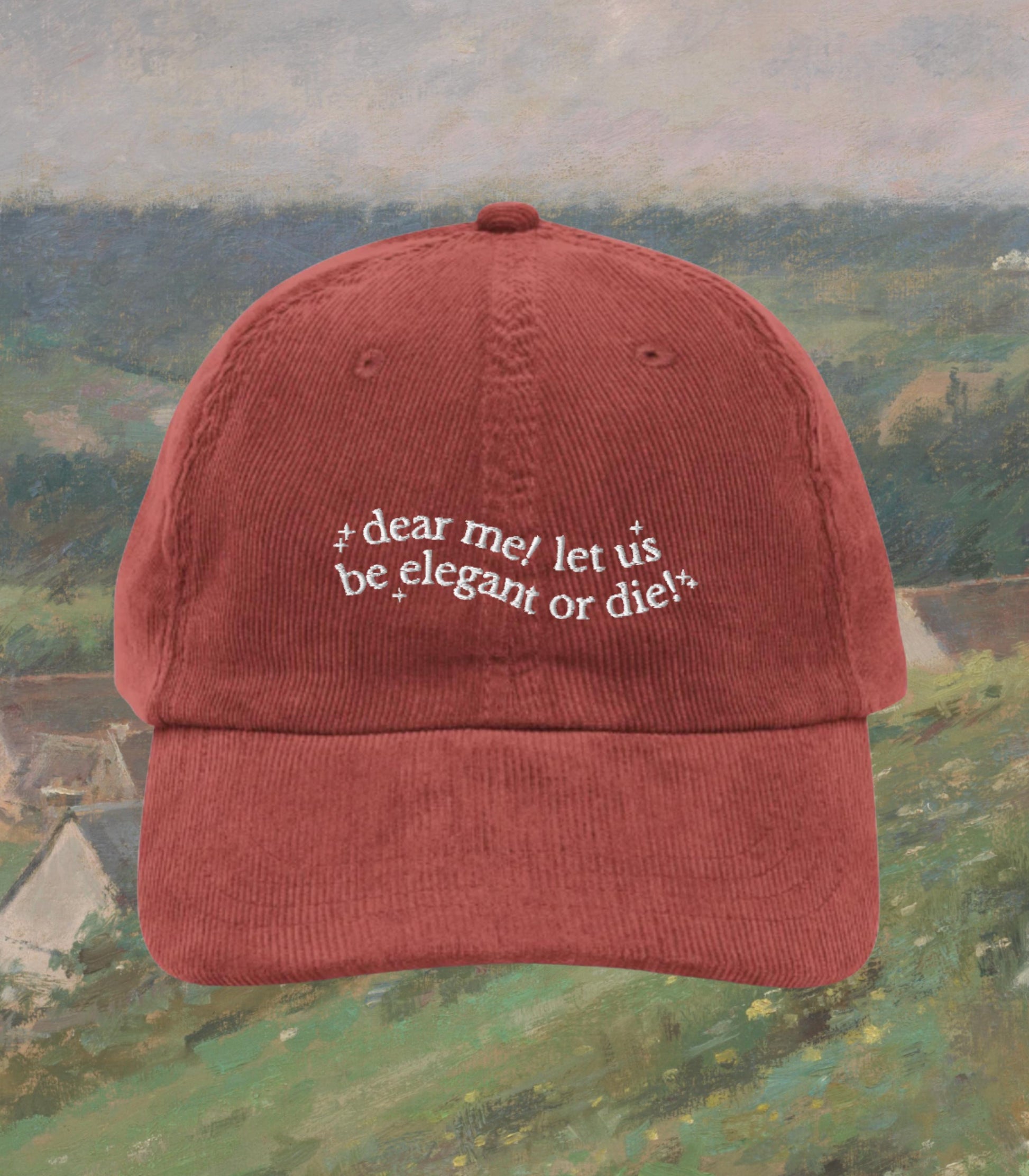 Little Women Let Us Be Elegant Embroidered Corduroy Dad Hat * March Sisters It's No Use Jo Meg Beth Amy Laurie Subtle Bookish Gift Idea