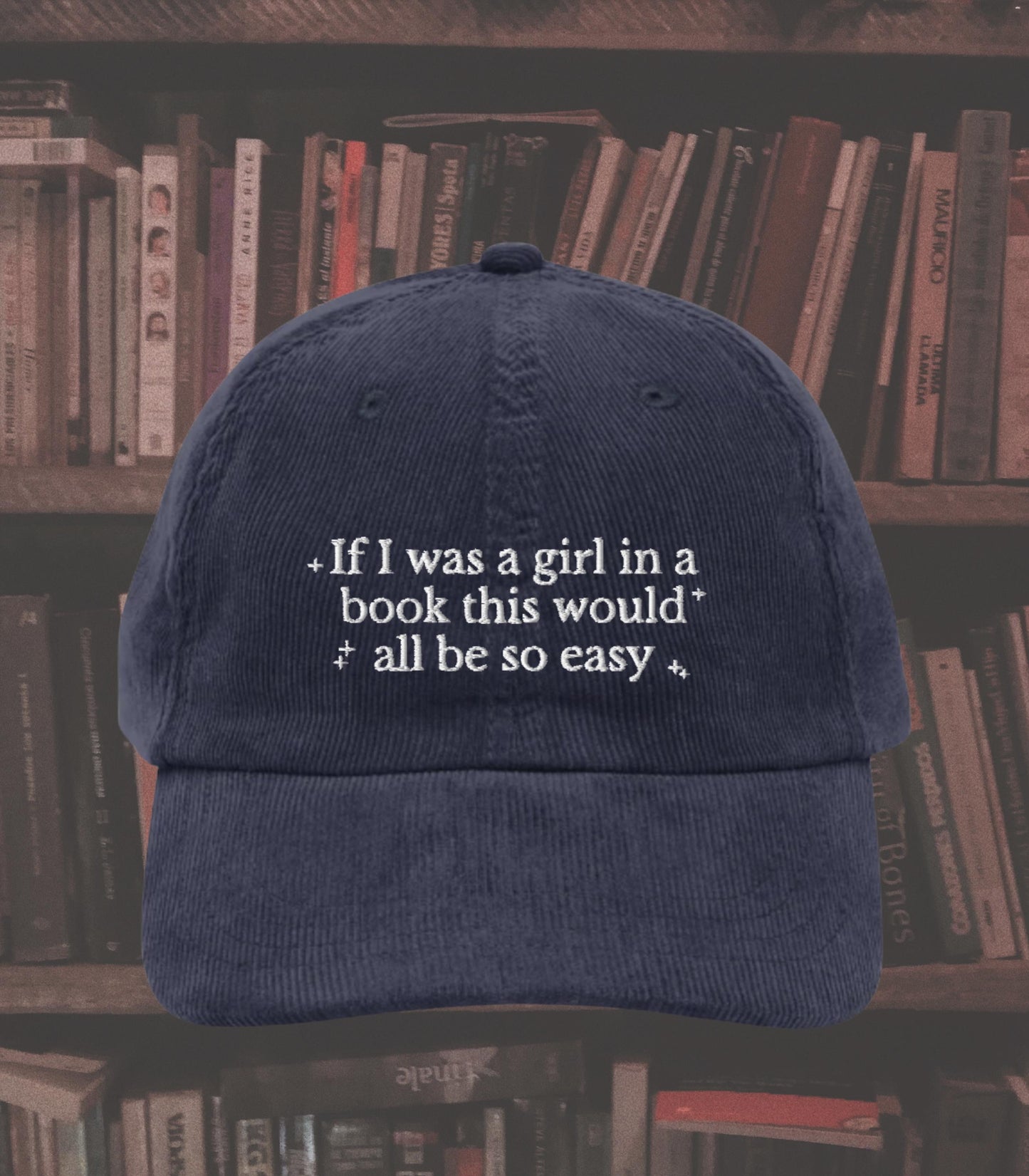 Little Women Girl in a Book Corduroy Embroidered Hat * Cottagecore Aesthetic March Sisters It's No Use Jo Meg Beth Amy Laurie Booktok Merch