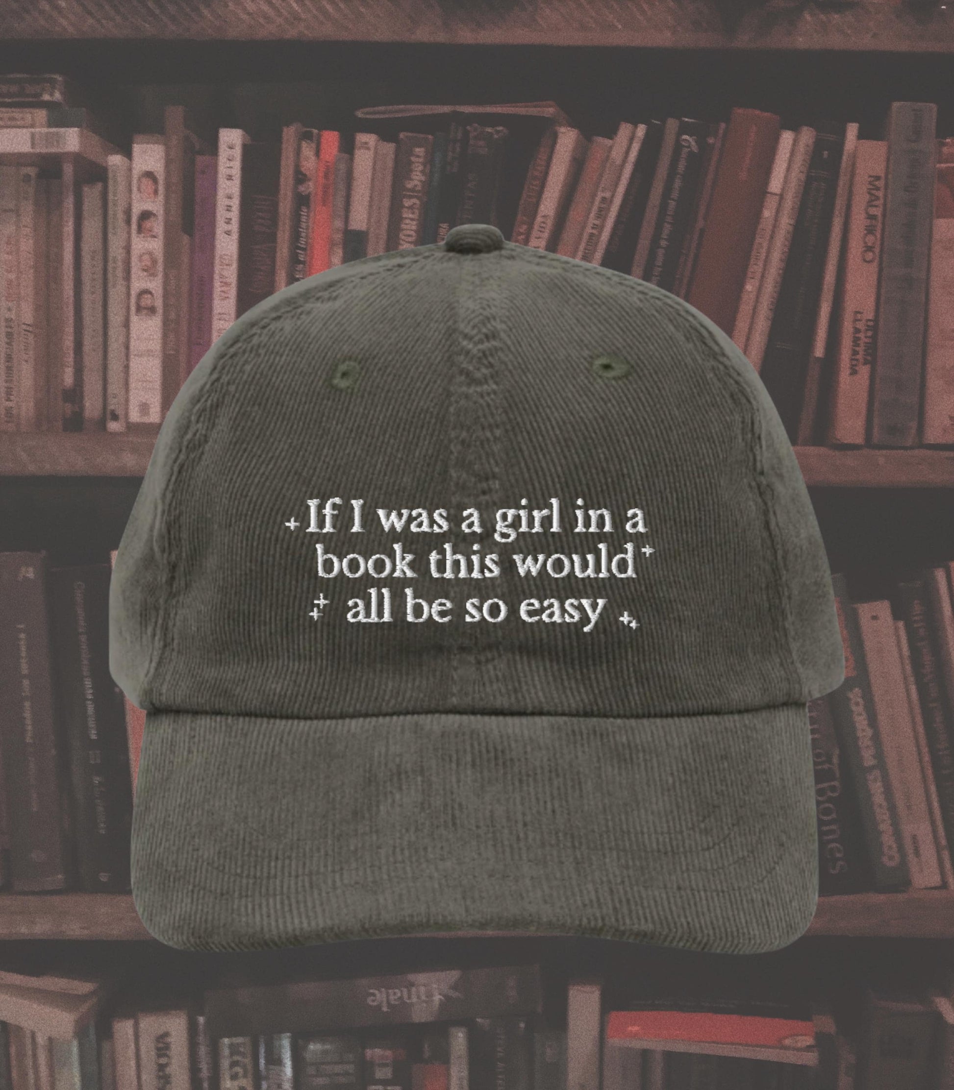 Little Women Girl in a Book Corduroy Embroidered Hat * Cottagecore Aesthetic March Sisters It's No Use Jo Meg Beth Amy Laurie Booktok Merch