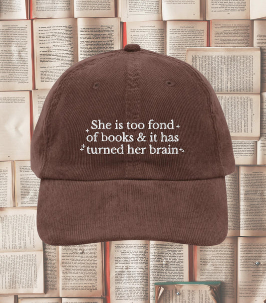 Little Women Too Fond of Books Corduroy Embroidered Hat * Cottagecore March Sisters Meg Jo Beth Amy Laurie Reader Booktok Merch Bookish Gift