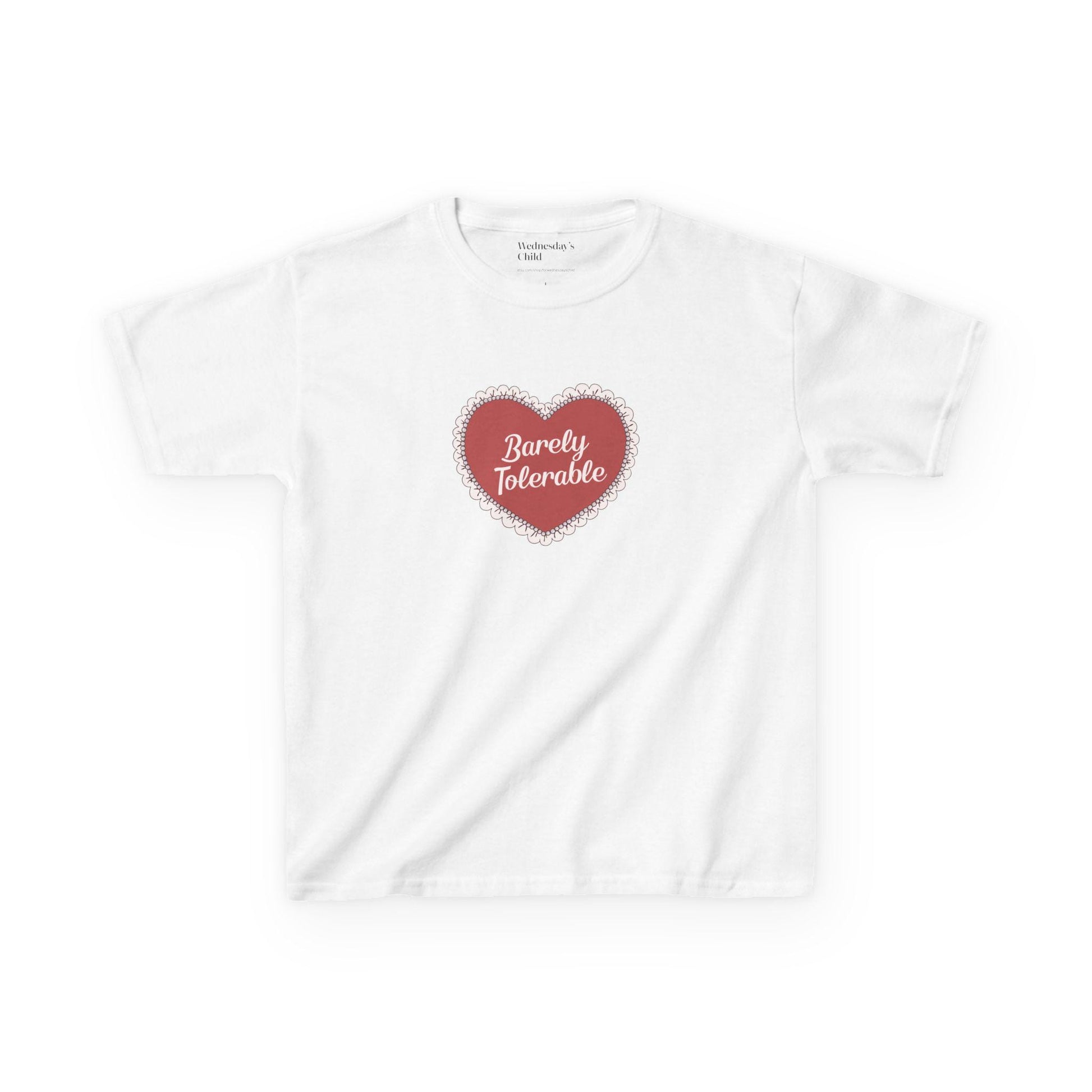 Pride & Prejudice Barely Tolerable Lace Heart Doily Y2K Baby Tee 20th Anniversary Mr Darcy Pemberley Jane Austen Movie Book Lover Gift Idea