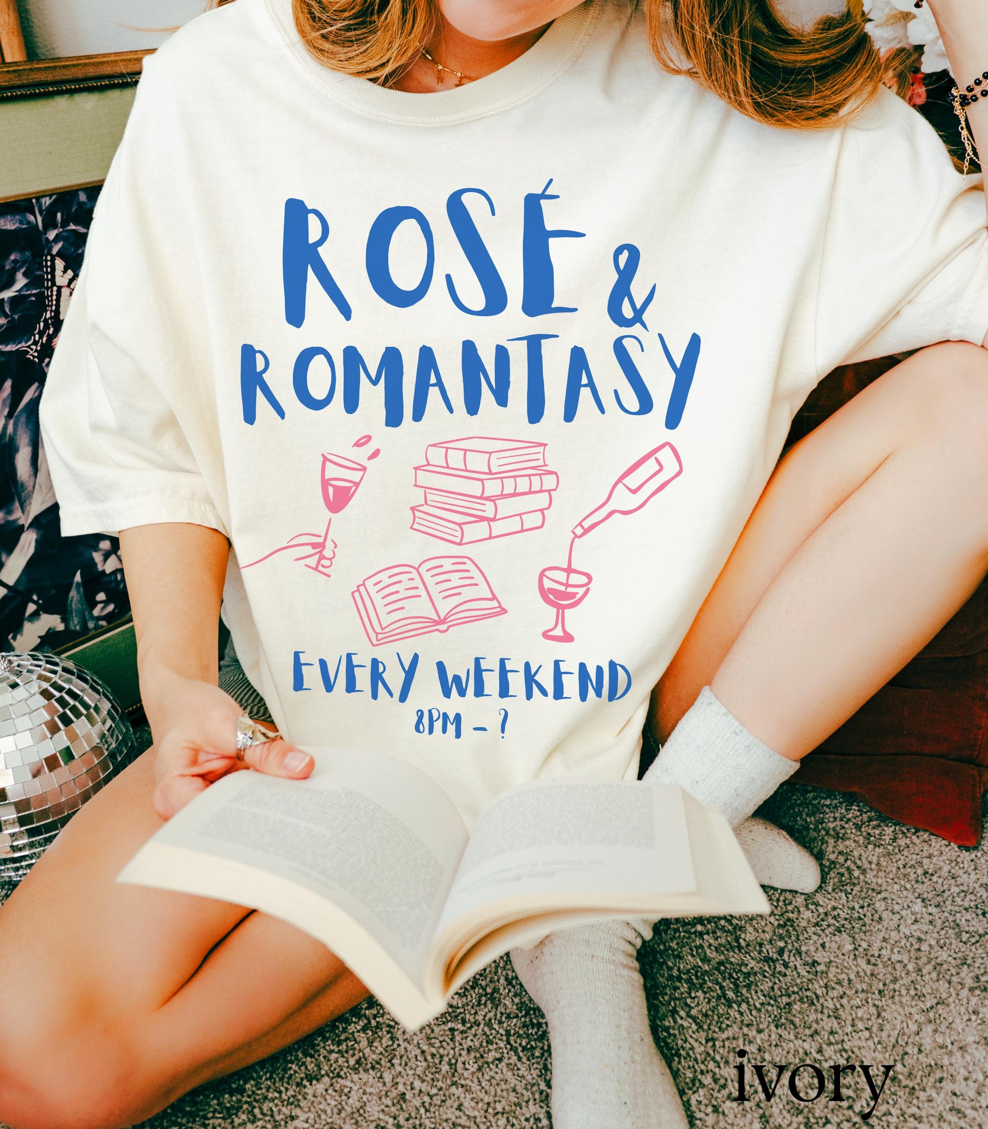 Rose and Romantasy Book Social Club Comfort Colors Shirt * Wine Lover Bookish Things Booktok Booktrovert Literary Fandom Merch Reader Gifts