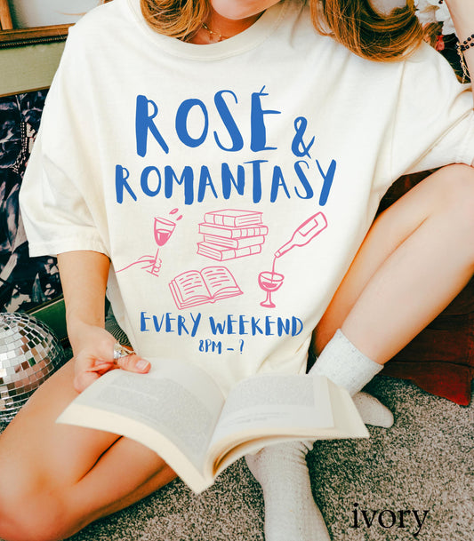 Rose and Romantasy Book Social Club Comfort Colors Shirt * Wine Lover Bookish Things Booktok Booktrovert Literary Fandom Merch Reader Gifts