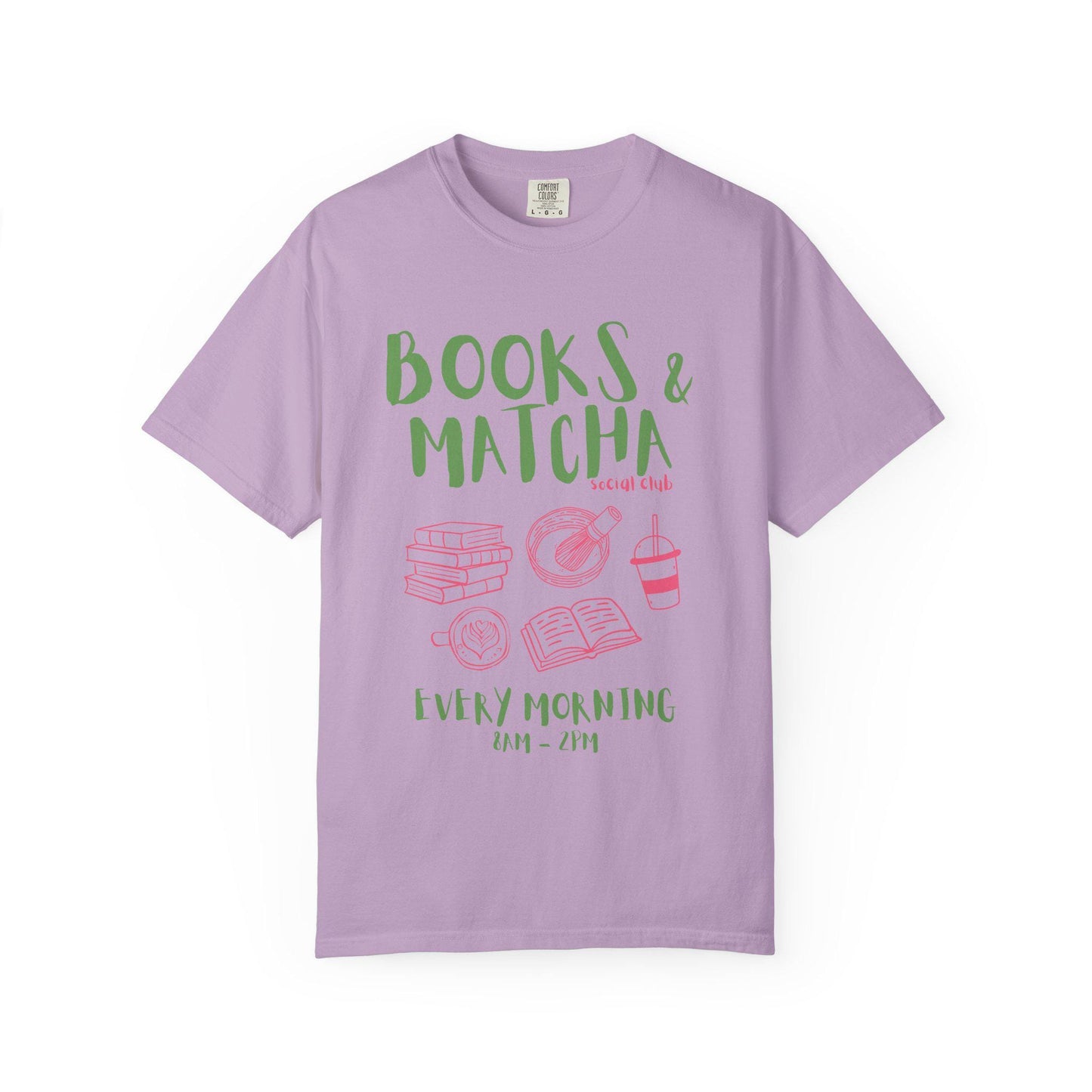 Books and Matcha Social Club Comfort Colors Tee * Matcha Gift Tea Book Lover Coffee Aesthetic Book Club Tshirt Bookworm Bookish Booktok