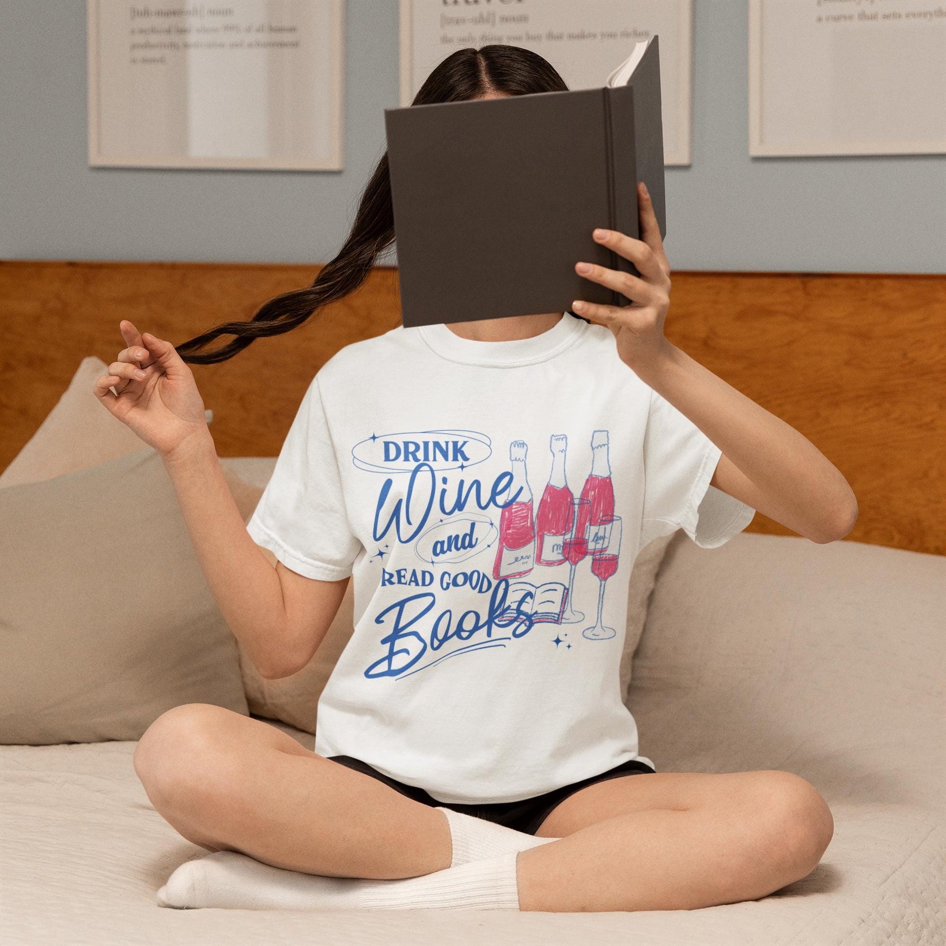 Drink Wine and Read Good Books Comfort Colors Tee * Wine Lover Book Club Bookish Bachelorette Literary Bookworm Group Shirt Gift for Readers