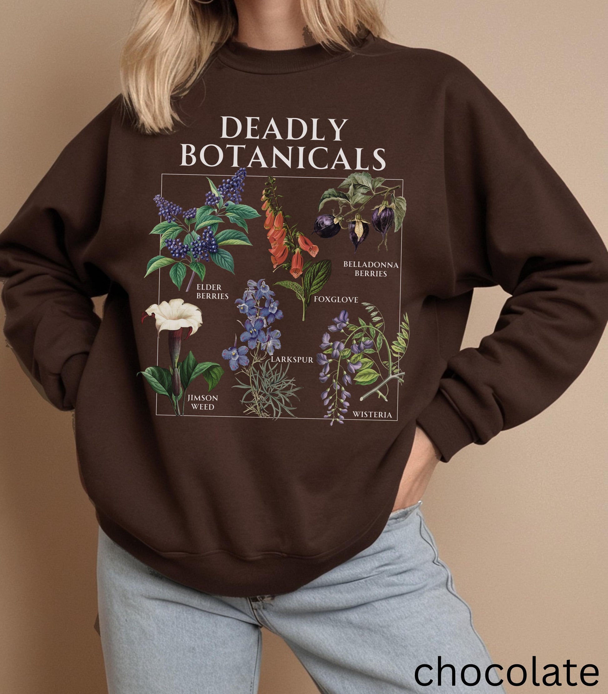Deadly Botanicals Herbology Sweatshirt Halloween Belladonna Aqua Tofana Poison Garden Salem Spooky Season Witchy Feminist Womens Rights