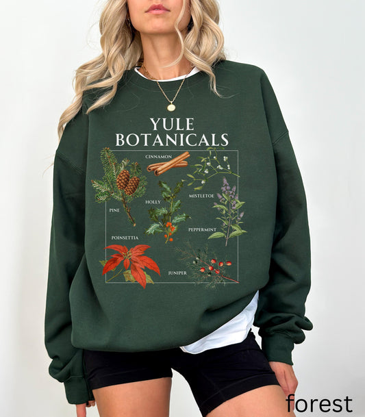 Yule Botanicals Wheel of the Year Green Witch Christmas Sweatshirt * Most Wonderful time of the year Holiday Gift Cute Cosy Christmas Tee