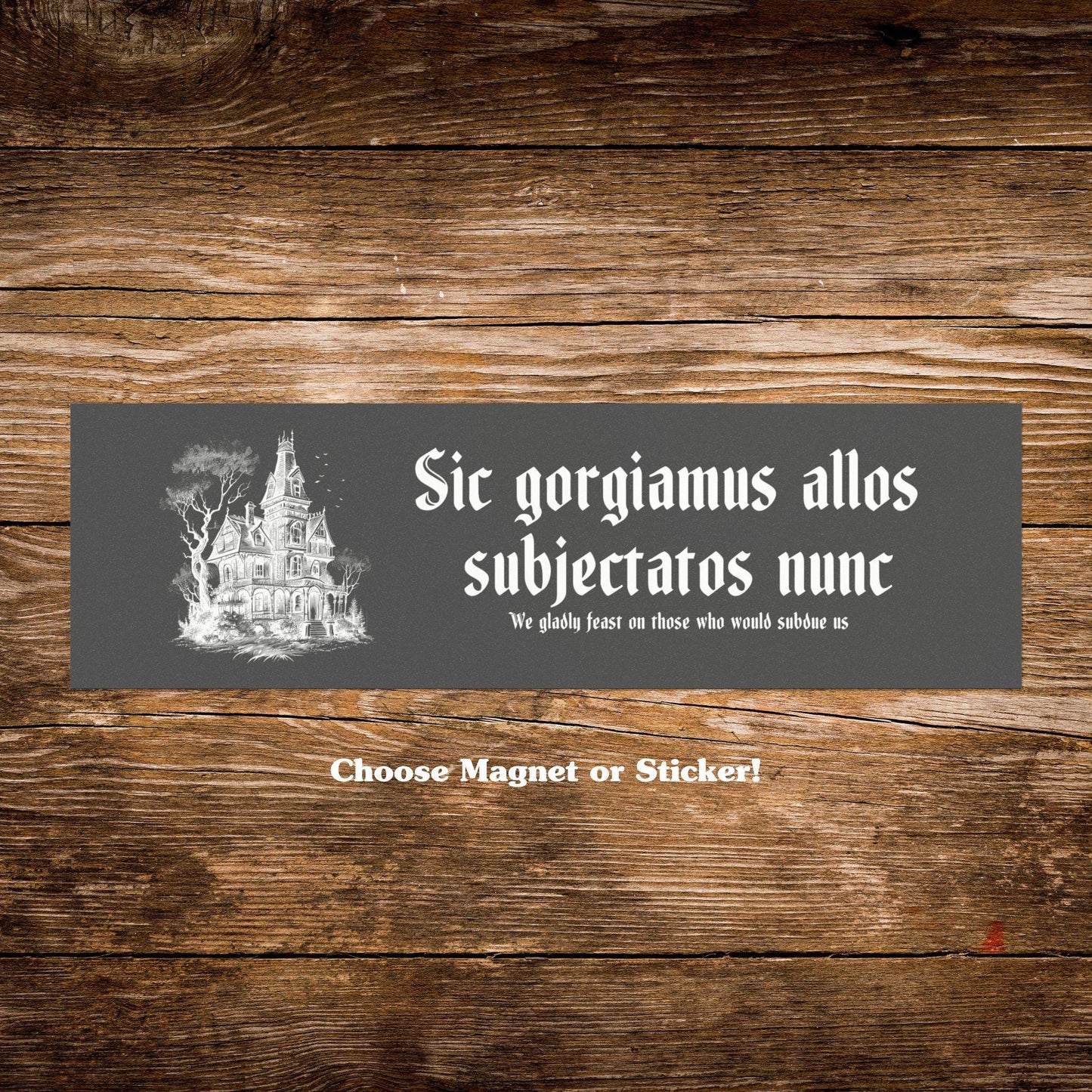 Sic Gorgiamus Allos Subjectatos Nunc Car Magnet * Halloween Lover Creepy Kooky Gothic Latin Bumper Sticker Dark Feminine Nevermore Wednesday