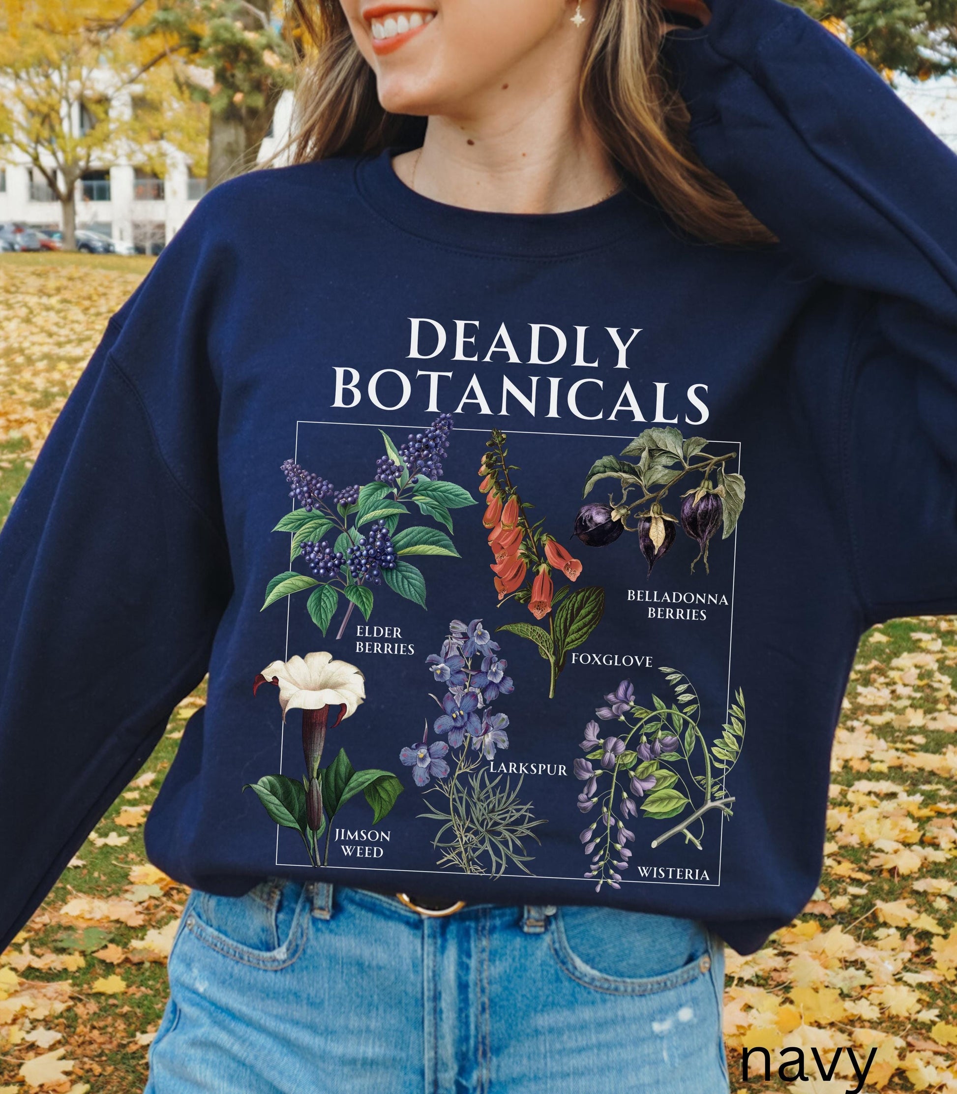 Deadly Botanicals Herbology Sweatshirt Halloween Belladonna Aqua Tofana Poison Garden Salem Spooky Season Witchy Feminist Womens Rights