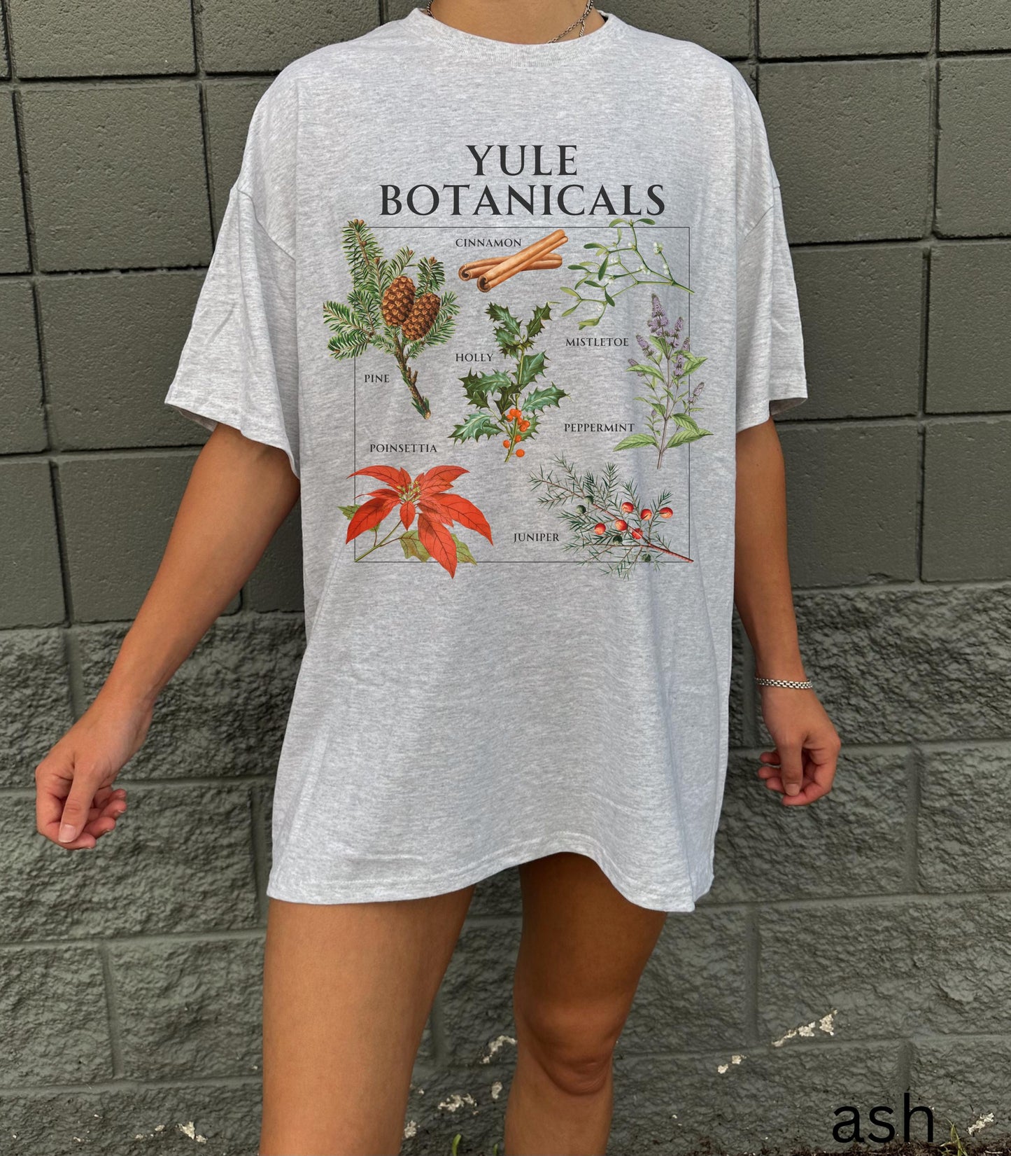 Yule Botanicals Wheel of the Year Green Witch Christmas Tshirt * Most Wonderful time of the year Holiday Gift Cute Cosy Christmas Tee
