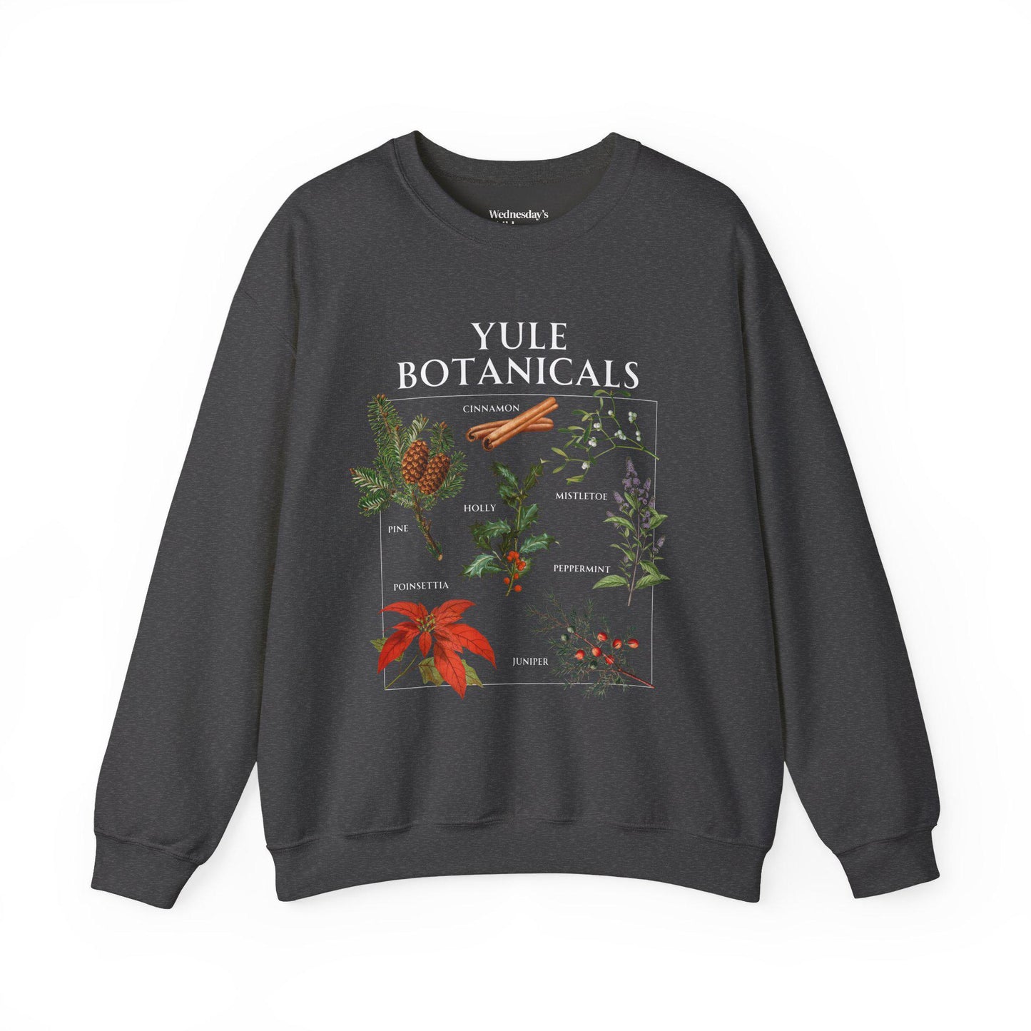 Yule Botanicals Wheel of the Year Green Witch Christmas Sweatshirt * Most Wonderful time of the year Holiday Gift Cute Cosy Christmas Tee