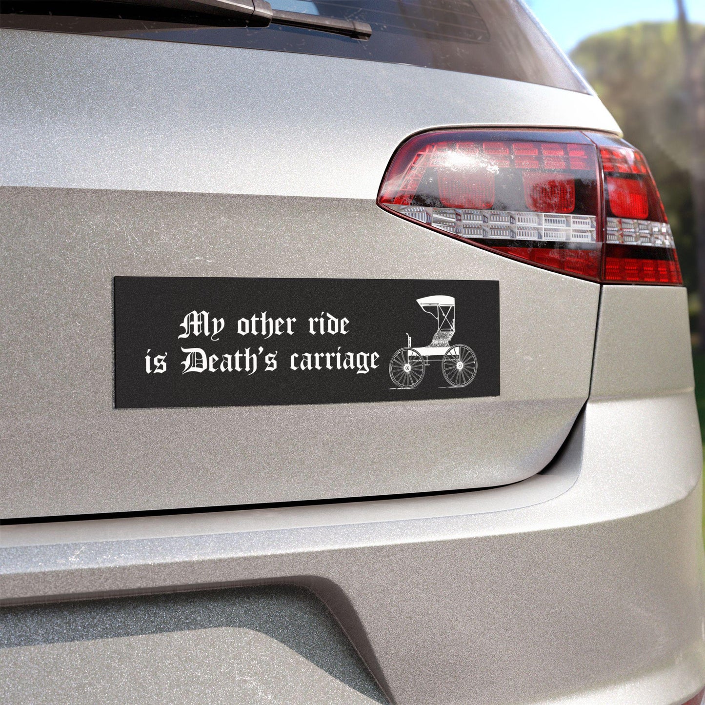 Funny Unhinged My Other Ride Is Death's Carriage Emily Dickinson Bookish Fan Merch Car Magnet Bumper Sticker Decal Reader Gift Dark Academia