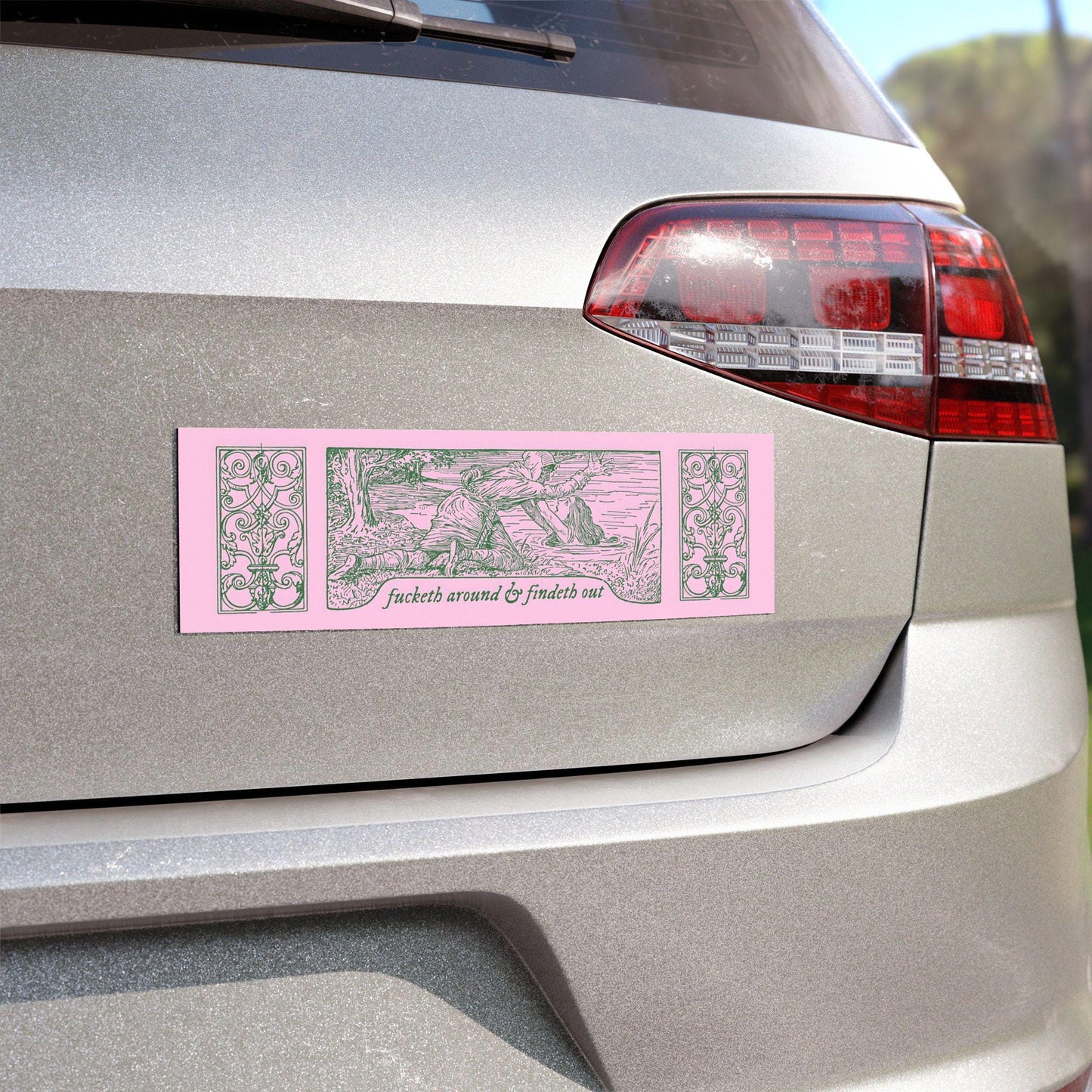 FAFO Unhinged Funny Car Bumper Magnet Sticker * Medievalcore Knight Siren Findeth Out Car Decal Accessory History Lover White Elephant Gift