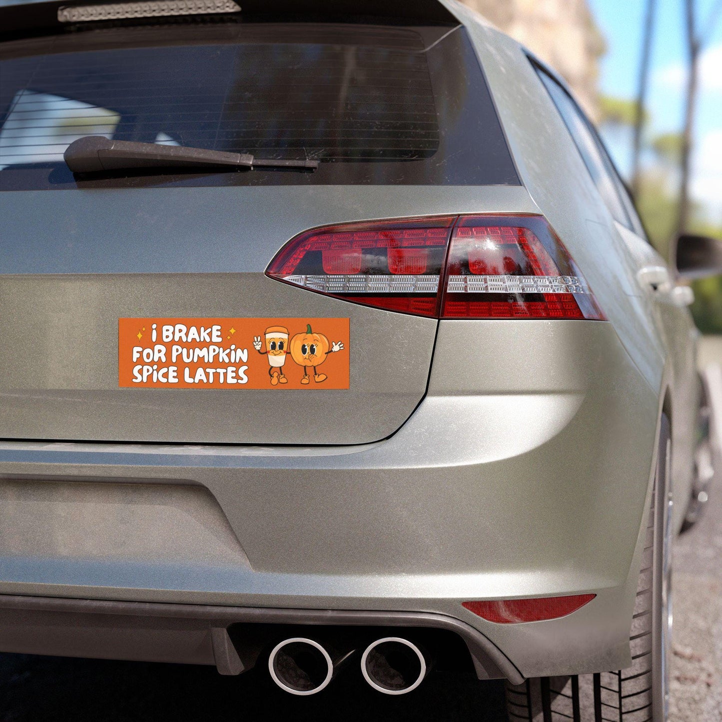 I Brake for Pumpkin Spice Lattes Car Bumper Magnet Sticker * Boo Box PSL Code Orange Halloween Autumn Fall Lover Cottagecore Aesthetic Gift