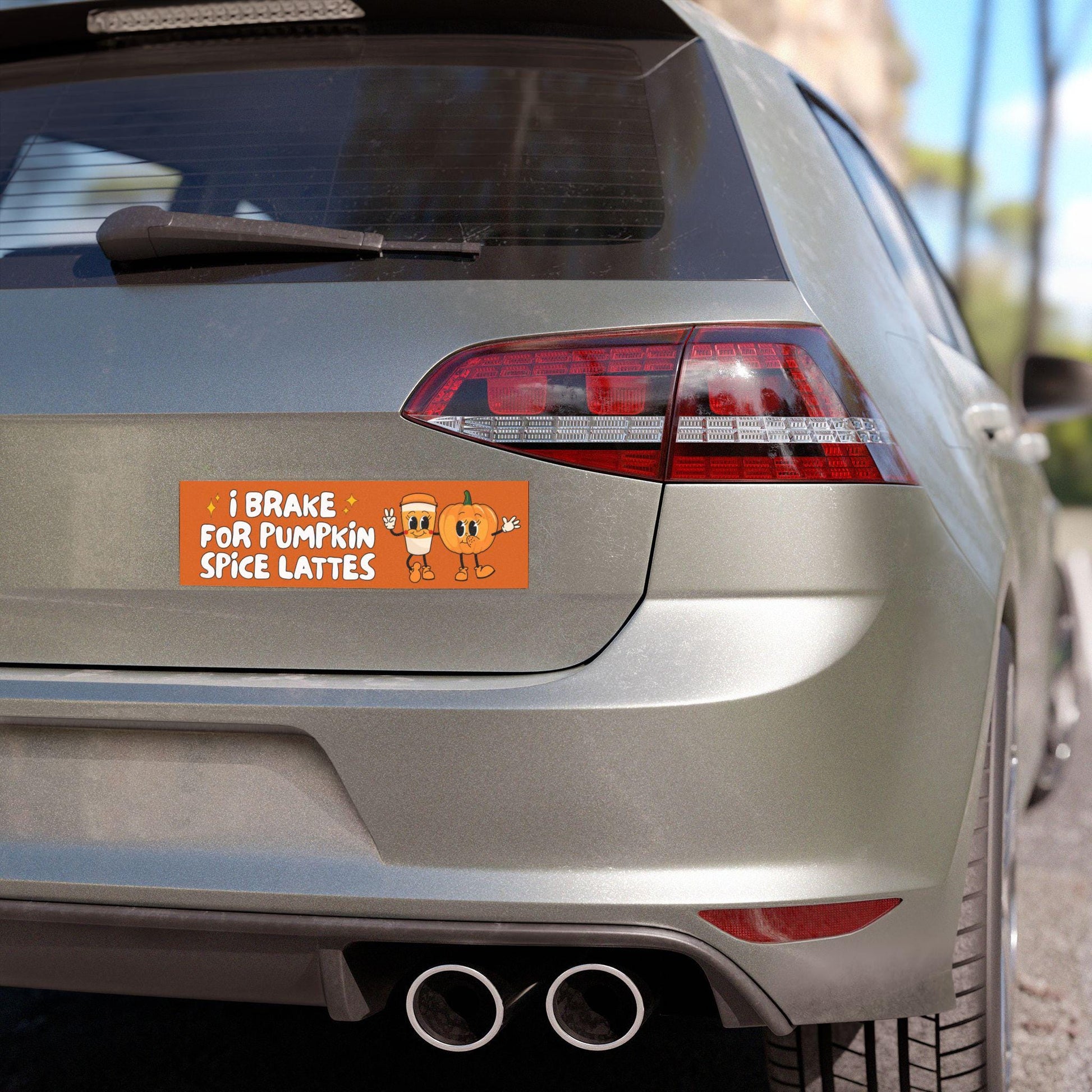 I Brake for Pumpkin Spice Lattes Car Bumper Magnet Sticker * Boo Box PSL Code Orange Halloween Autumn Fall Lover Cottagecore Aesthetic Gift