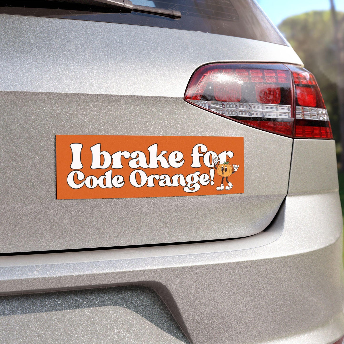 I Brake for Code Orange Car Bumper Magnet Sticker * Boo Box PSL Pumpkin Spice Patch Halloween Autumn Fall Lover Cottagecore Aesthetic Gift