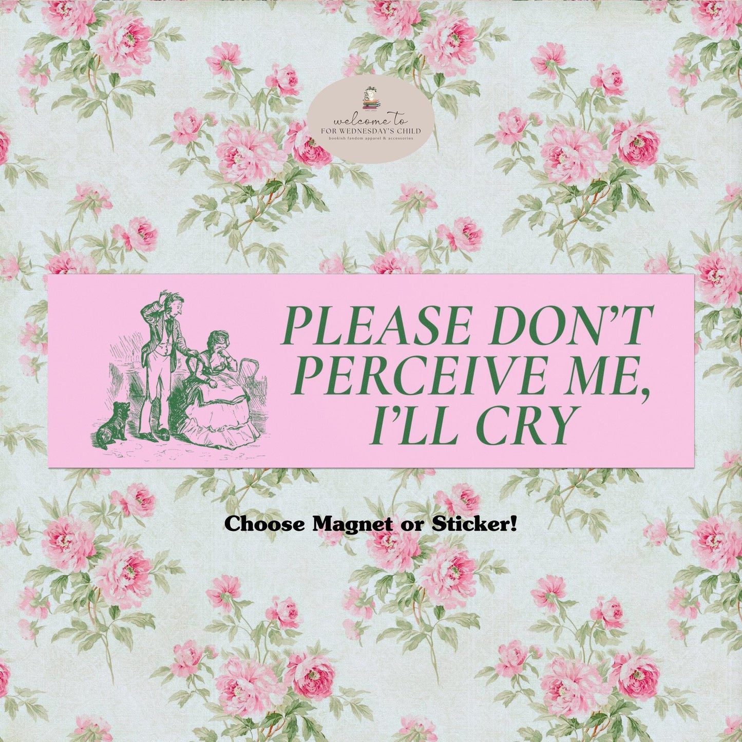 Unhinged Meme Car Bumper Magnet Sticker Please don't perceive me or I'll cry Vintage Girly Car Accessory New Anxious Driver Gift Neurospicy